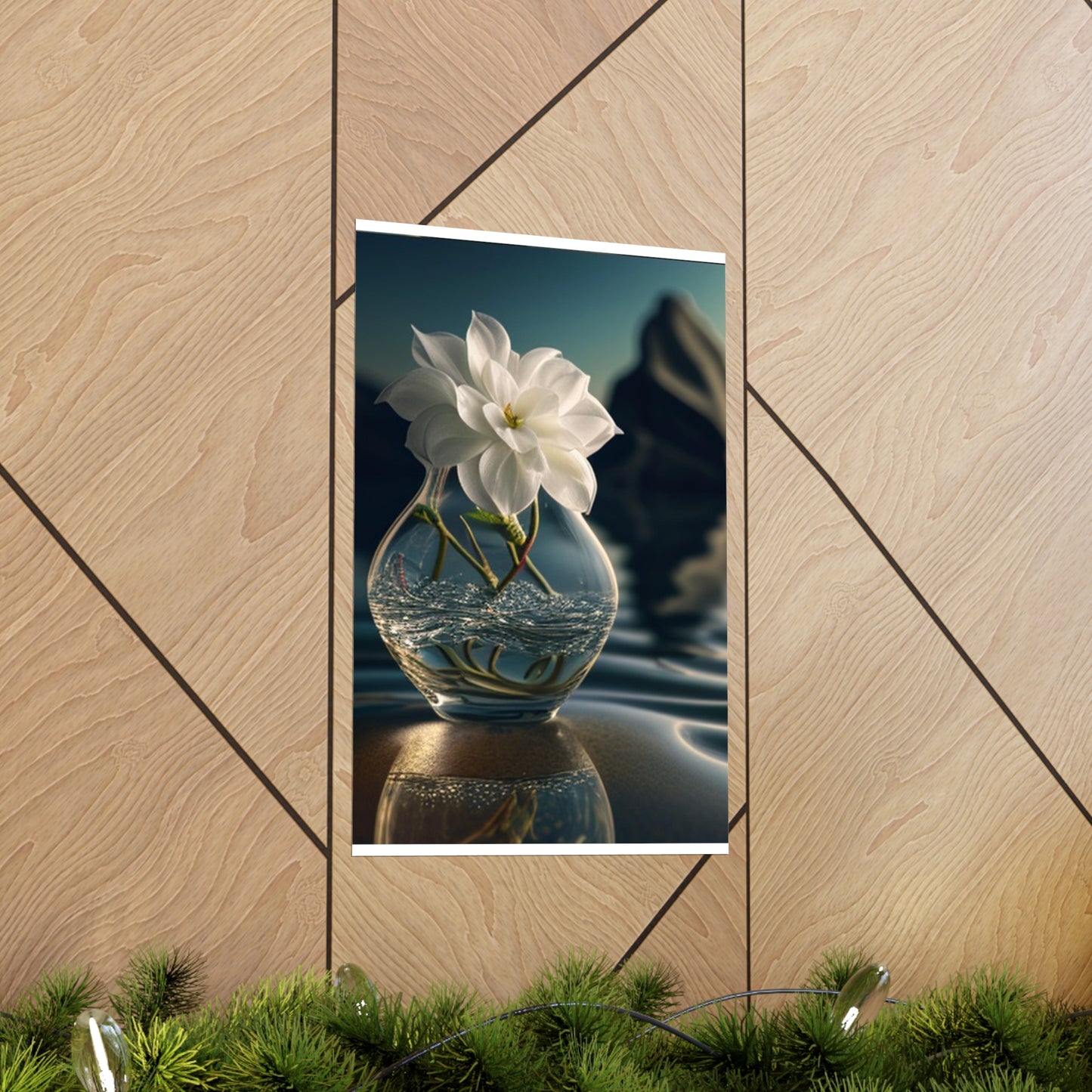 Premium Matte Vertical Posters Jasmine glass vase 4