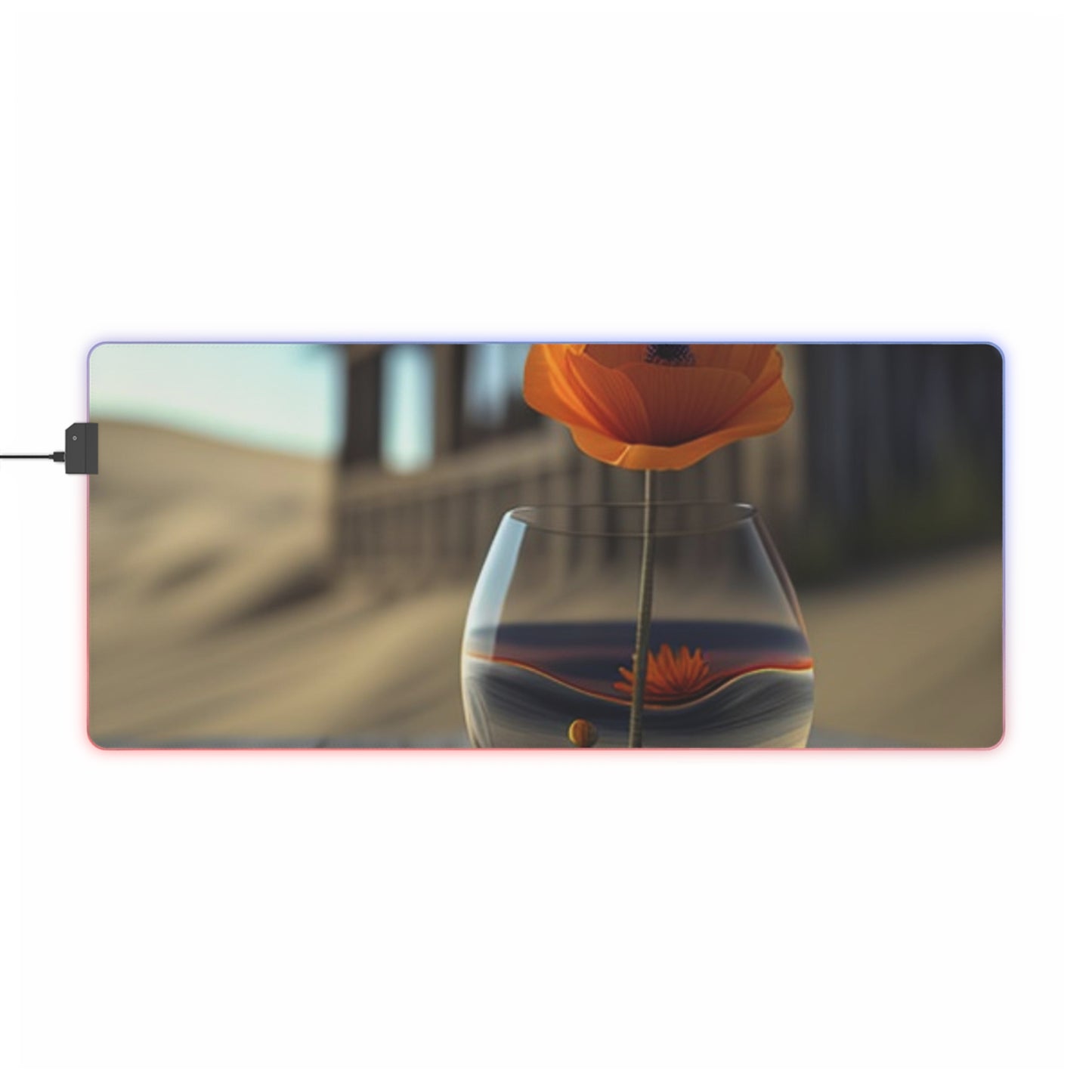 LED Gaming Mouse Pad Poppy in a Glass Vase 4