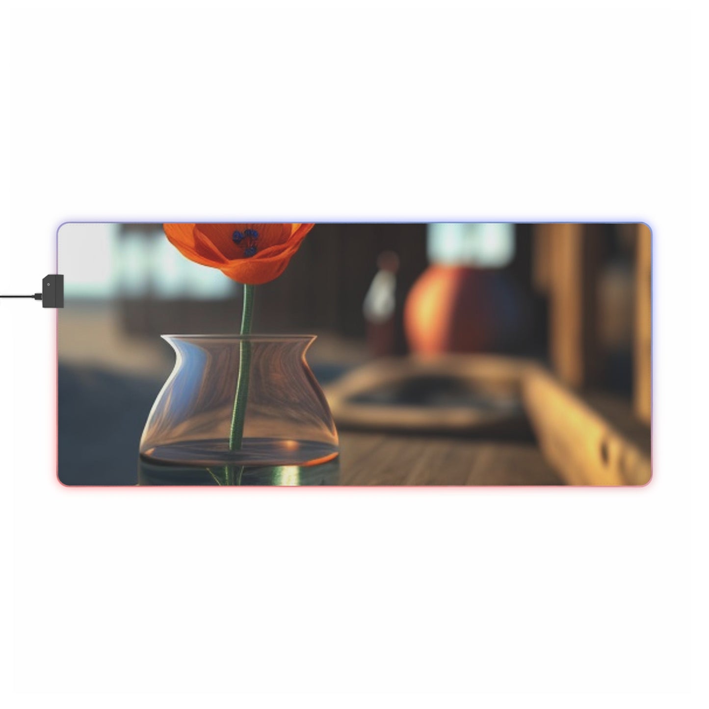 LED Gaming Mouse Pad Poppy in a Glass Vase 2