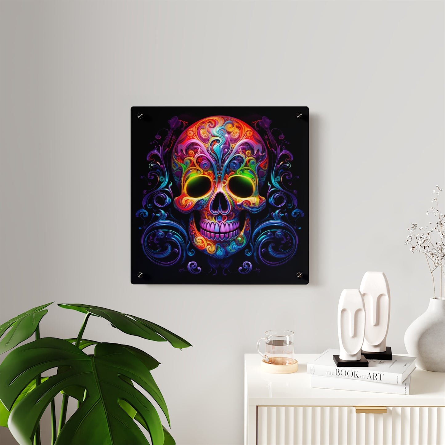 Acrylic Wall Art Panels Macro Skull Color 2