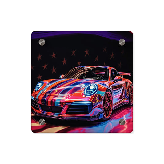 Acrylic Wall Art Panels American Flag Colored Porsche 1