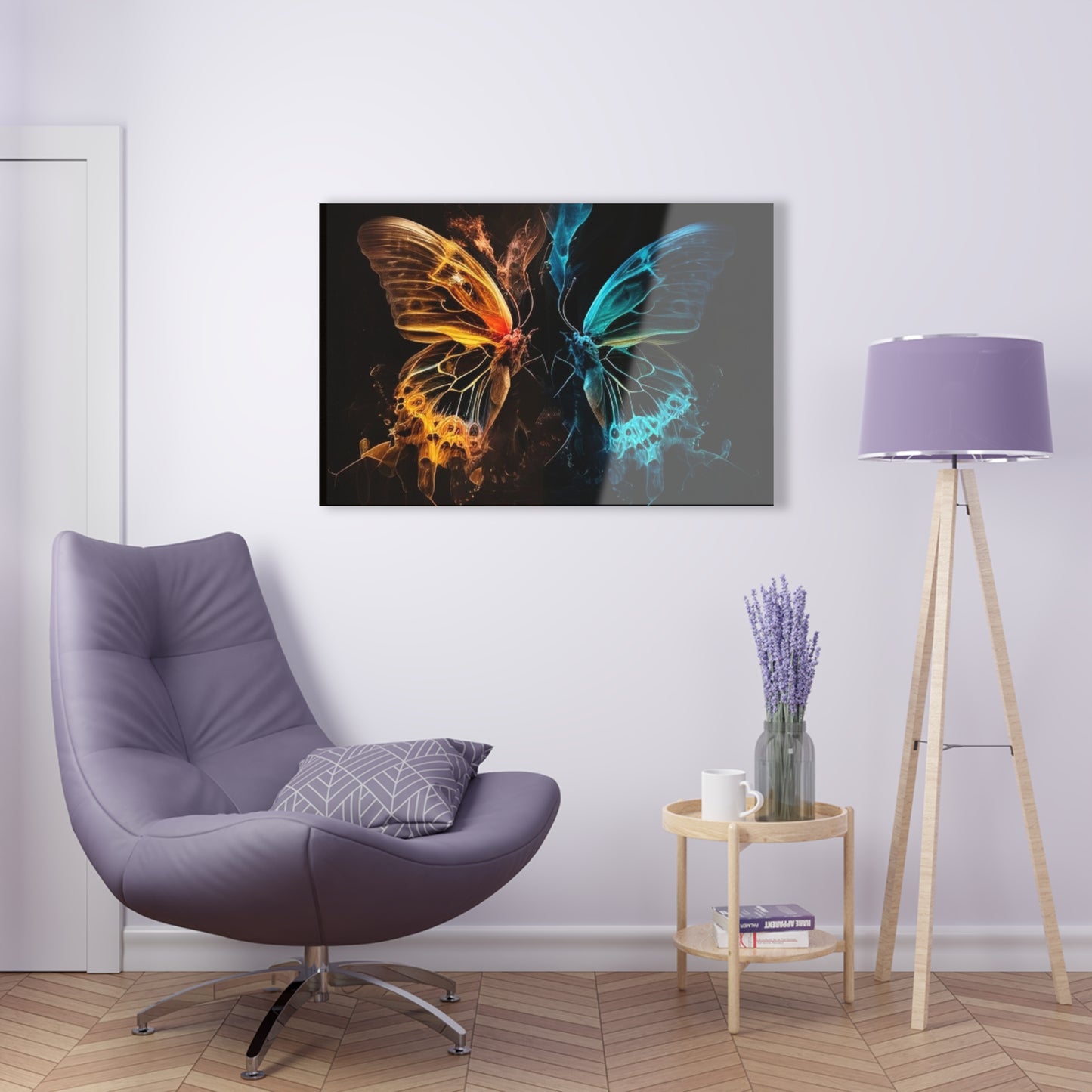 Acrylic Prints Kiss Neon Butterfly 3