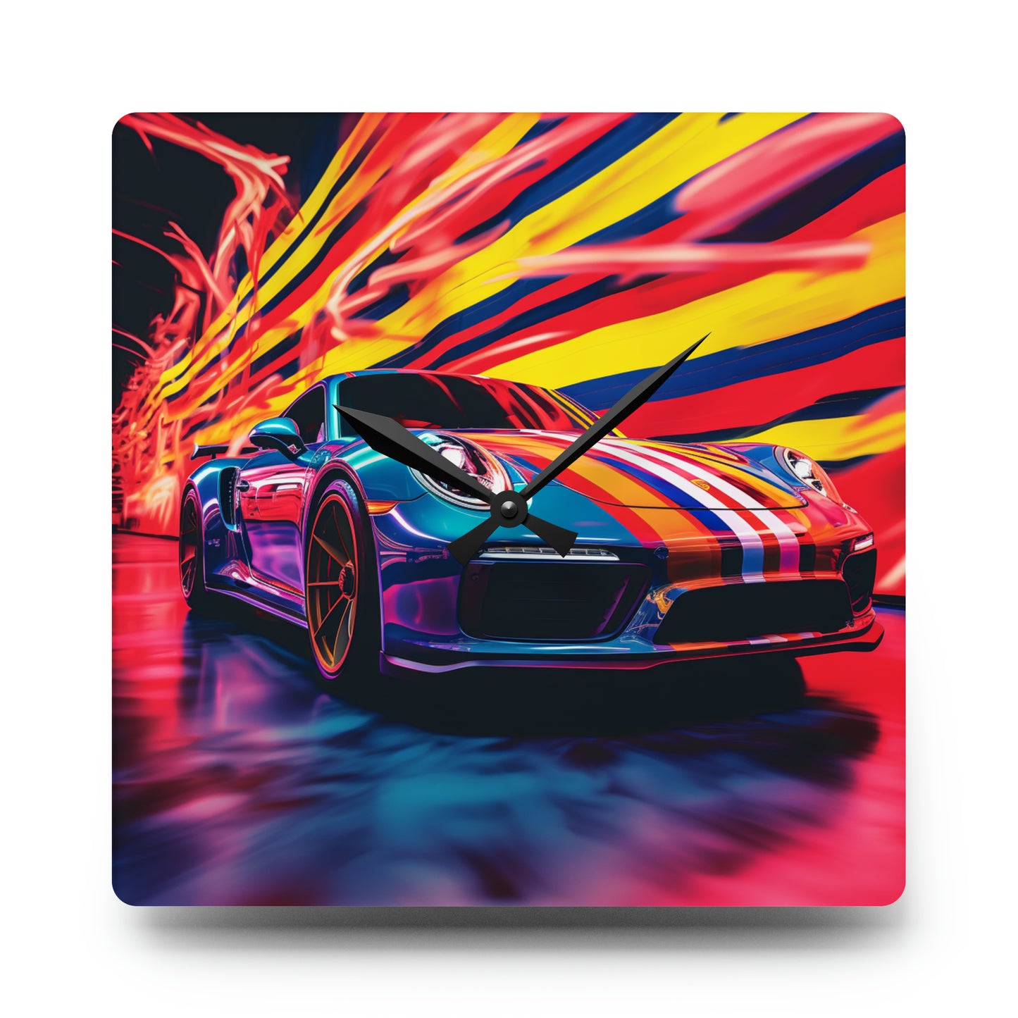 Acrylic Wall Clock Macro American Flag Porsche 2