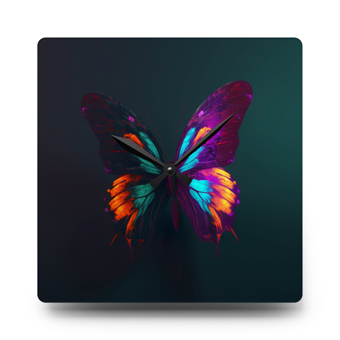 Acrylic Wall Clock Hyper Colorful Butterfly Purple 2