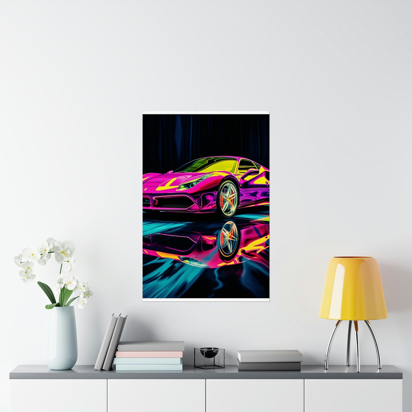 Premium Matte Vertical Posters Pink Ferrari Macro 3