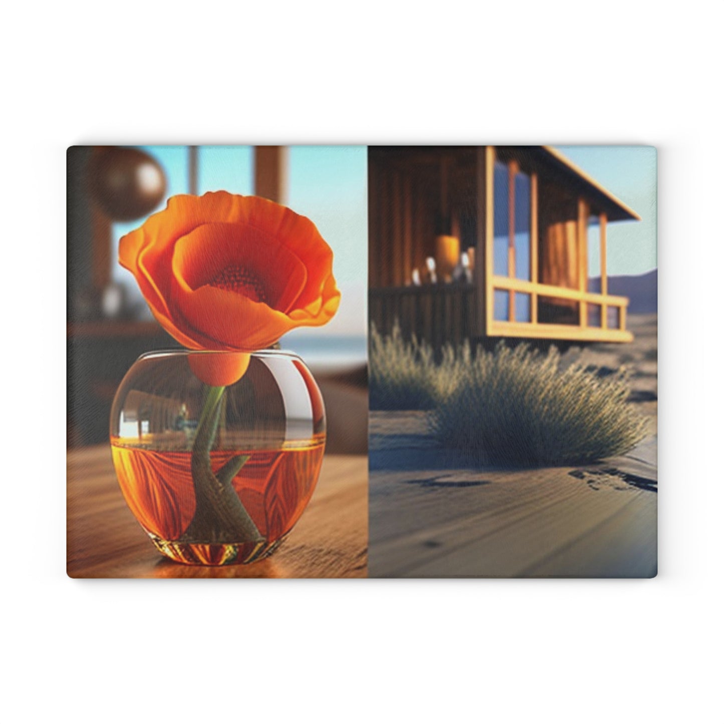 Glass Cutting Board Poppy in a Glass Vase 3