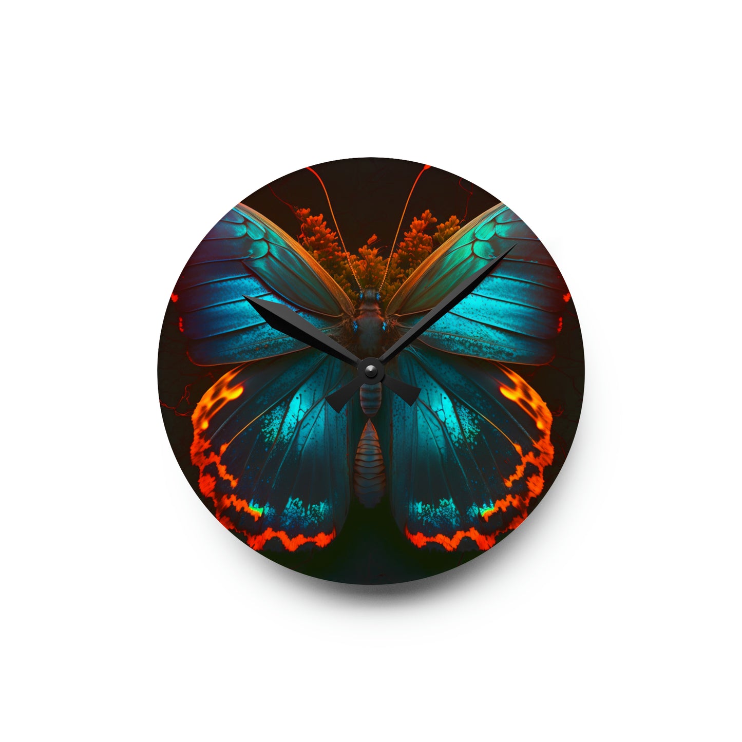 Acrylic Wall Clock Neon Butterfly Flair 3