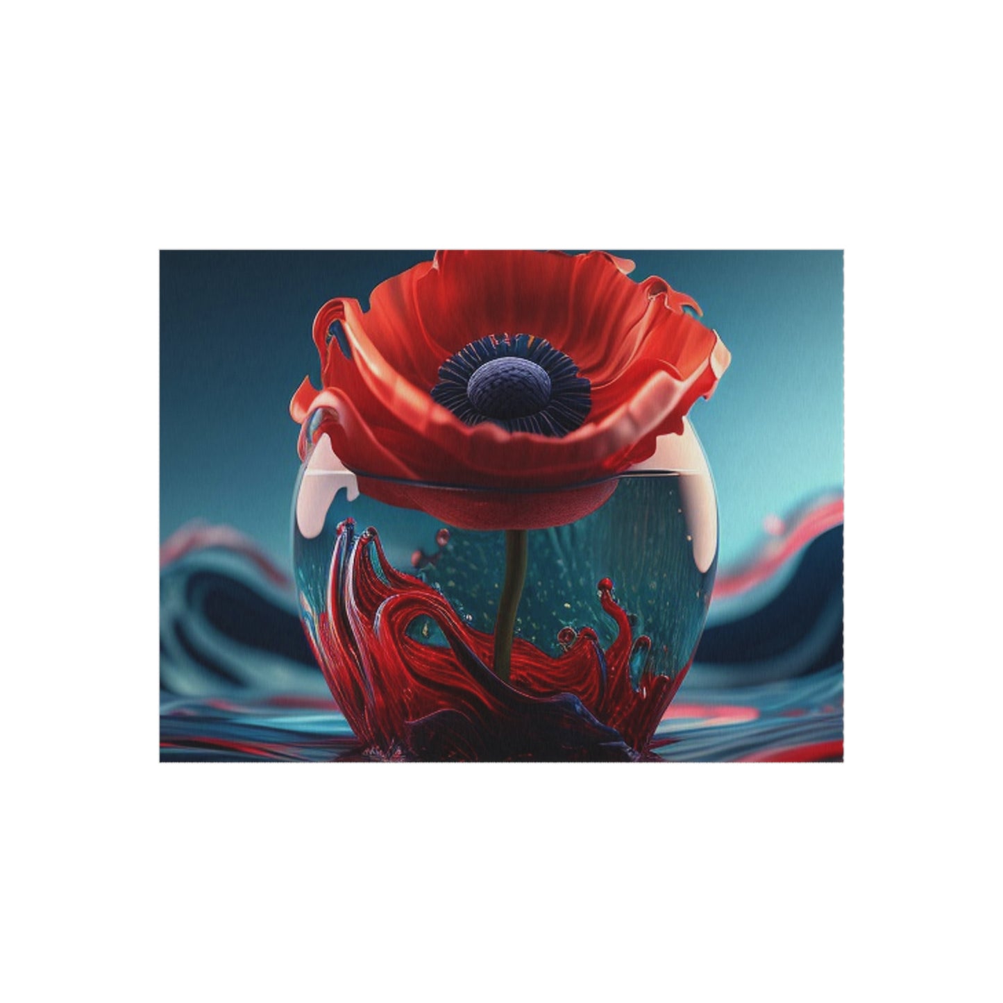 Outdoor Rug  Red Anemone in a Vase 2