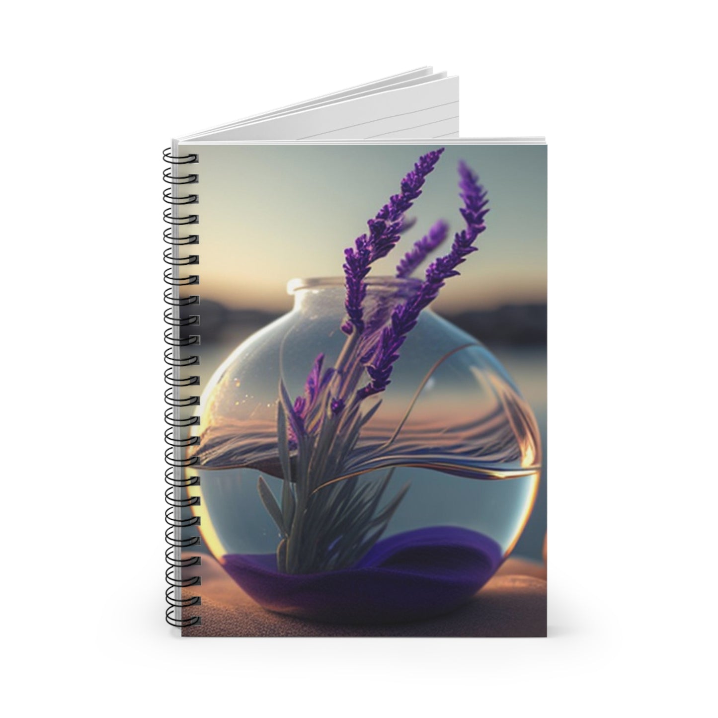 Spiral Notebook - Ruled Line Lavender in a vase 3
