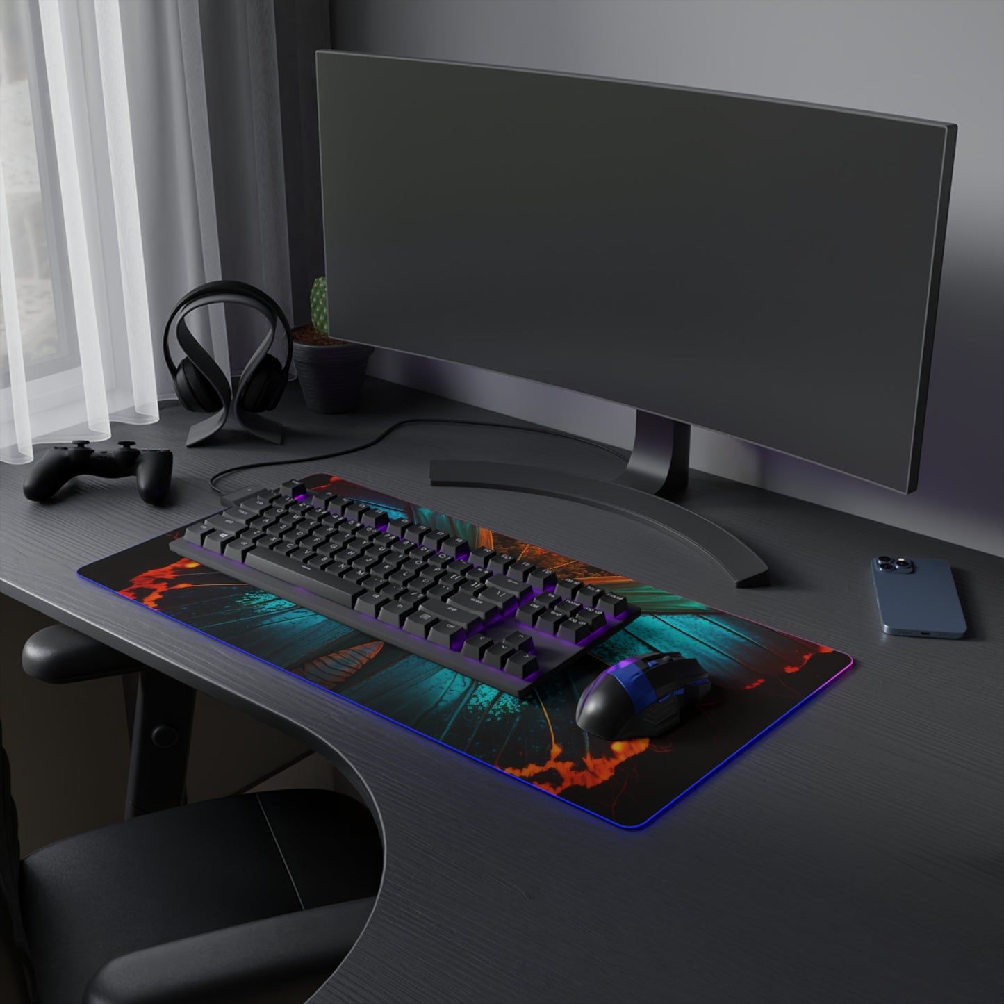 LED Gaming Mouse Pad Neon Butterfly Flair 3