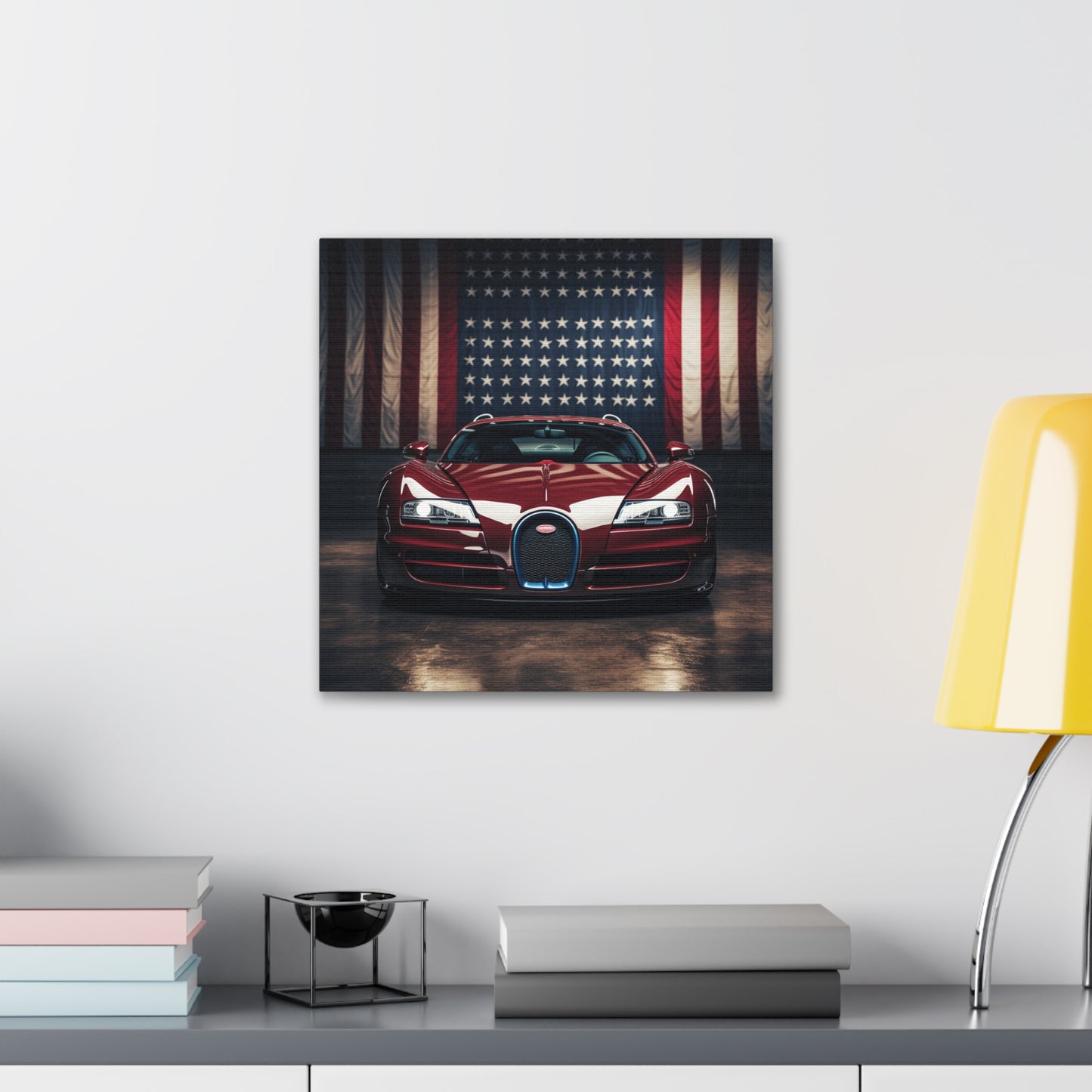 Canvas Gallery Wraps American Flag Background Bugatti 1