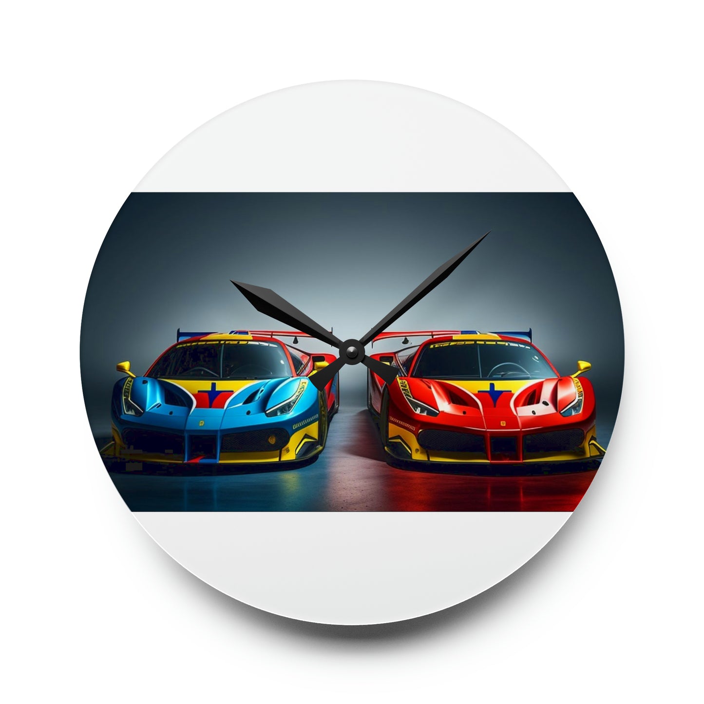 Acrylic Wall Clock Ferrari Red Blue 2