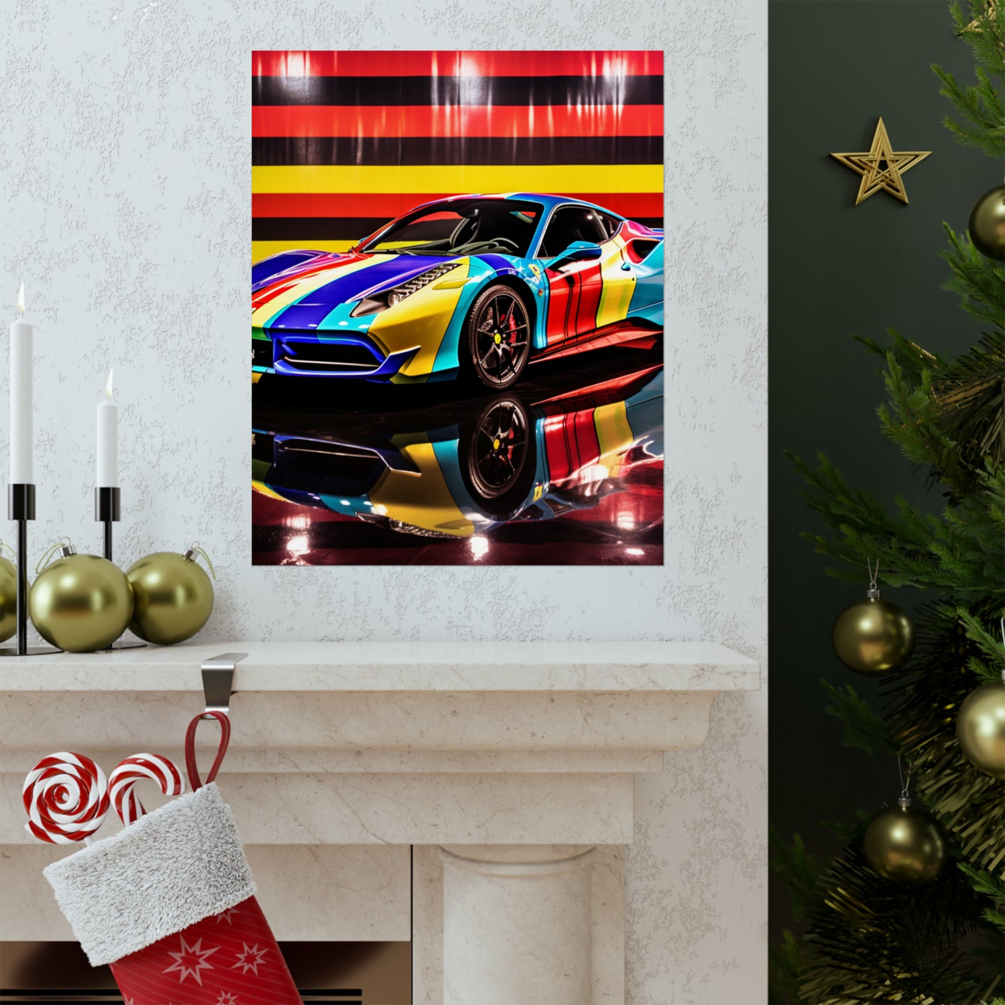 Premium Matte Vertical Posters Hyper Colorfull Ferrari 2