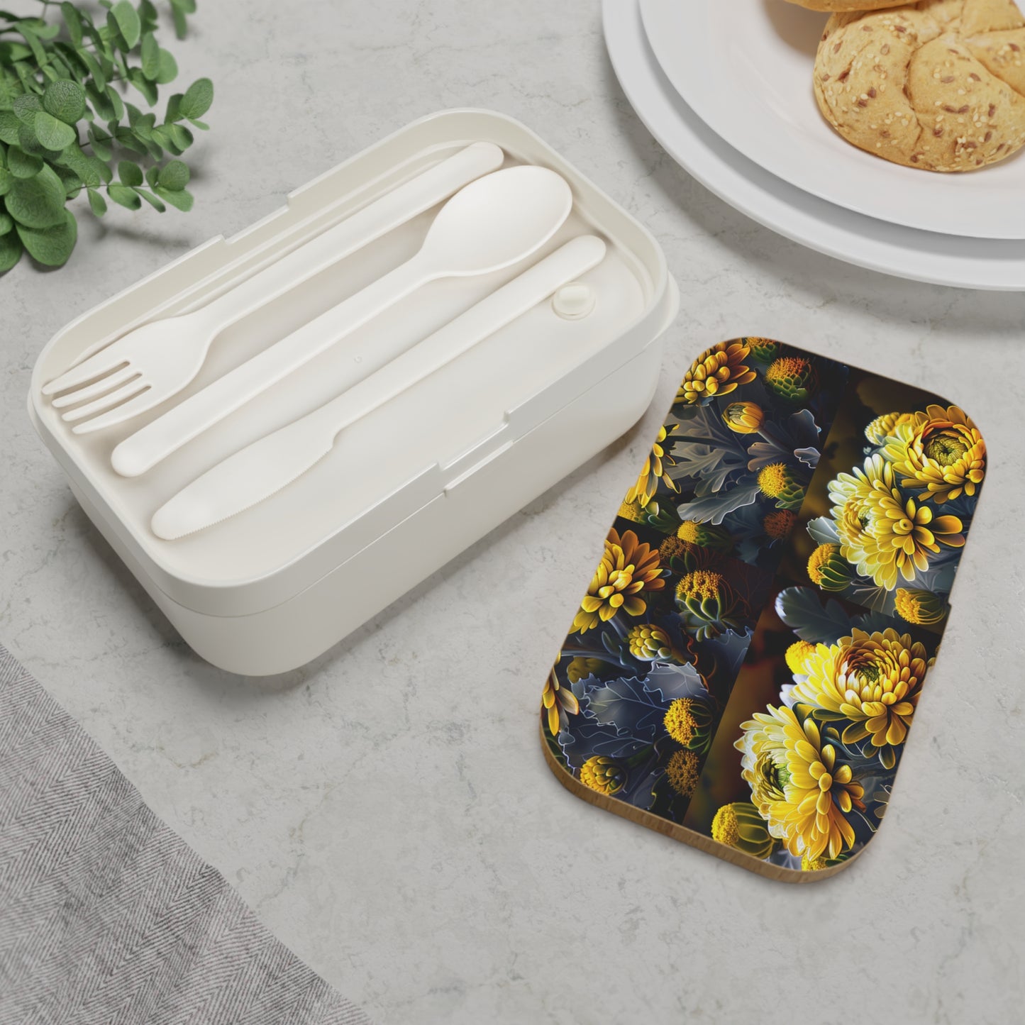 Bento Lunch Box Yellow Hermosas Flores Amarillas 5