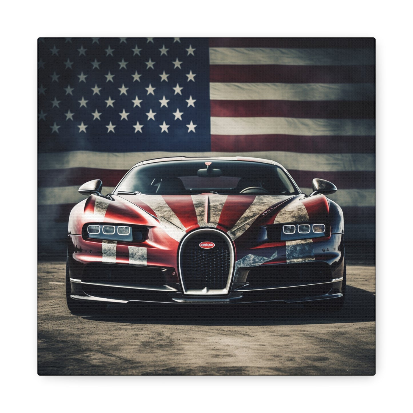 Canvas Gallery Wraps American Flag Background Bugatti 3