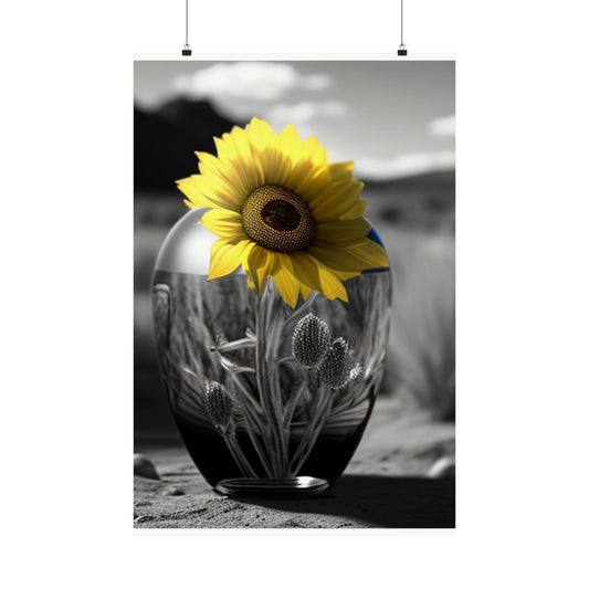 Premium Matte Vertical Posters Yellw Sunflower in a vase 3