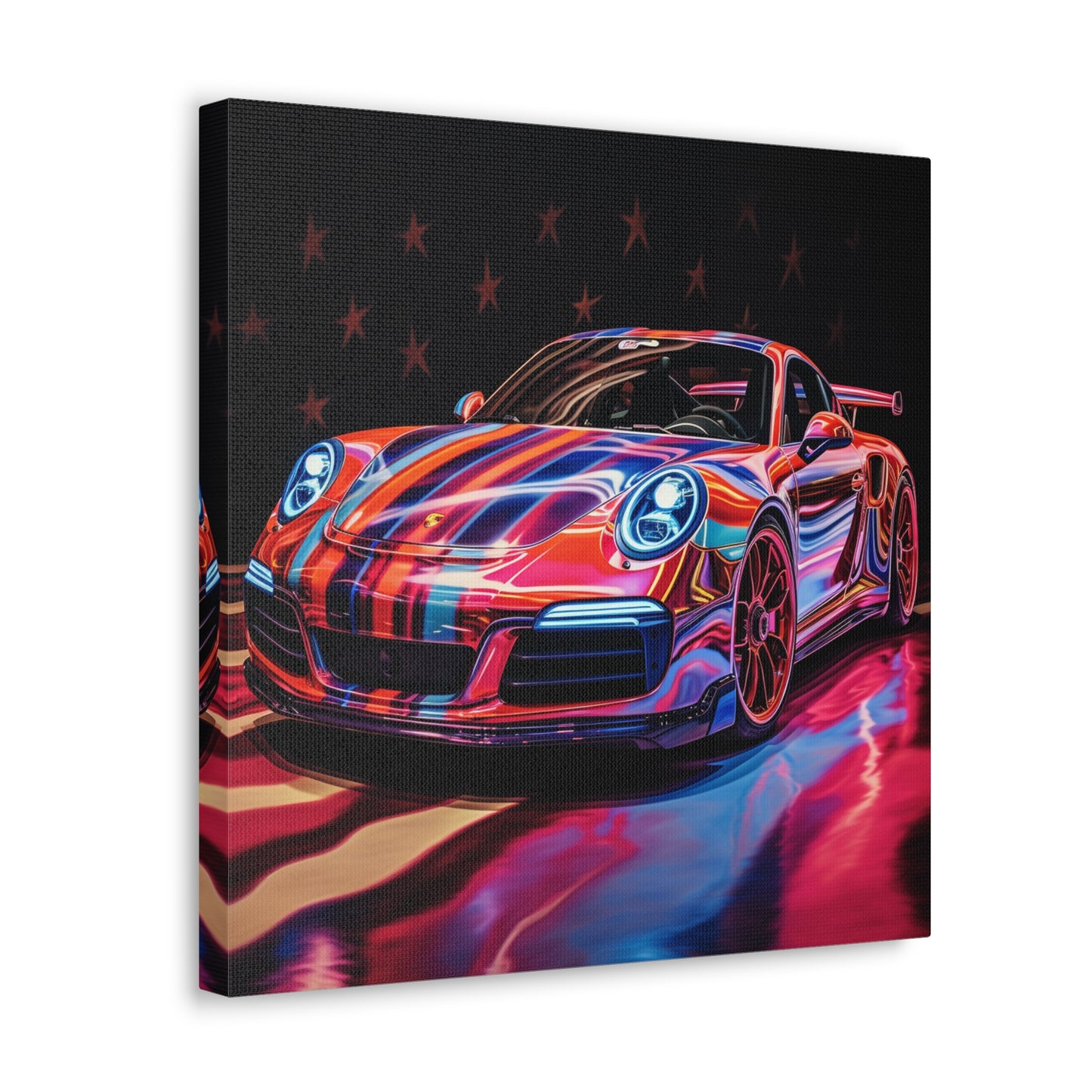 Canvas Gallery Wraps Macro American Flag Porsche 4