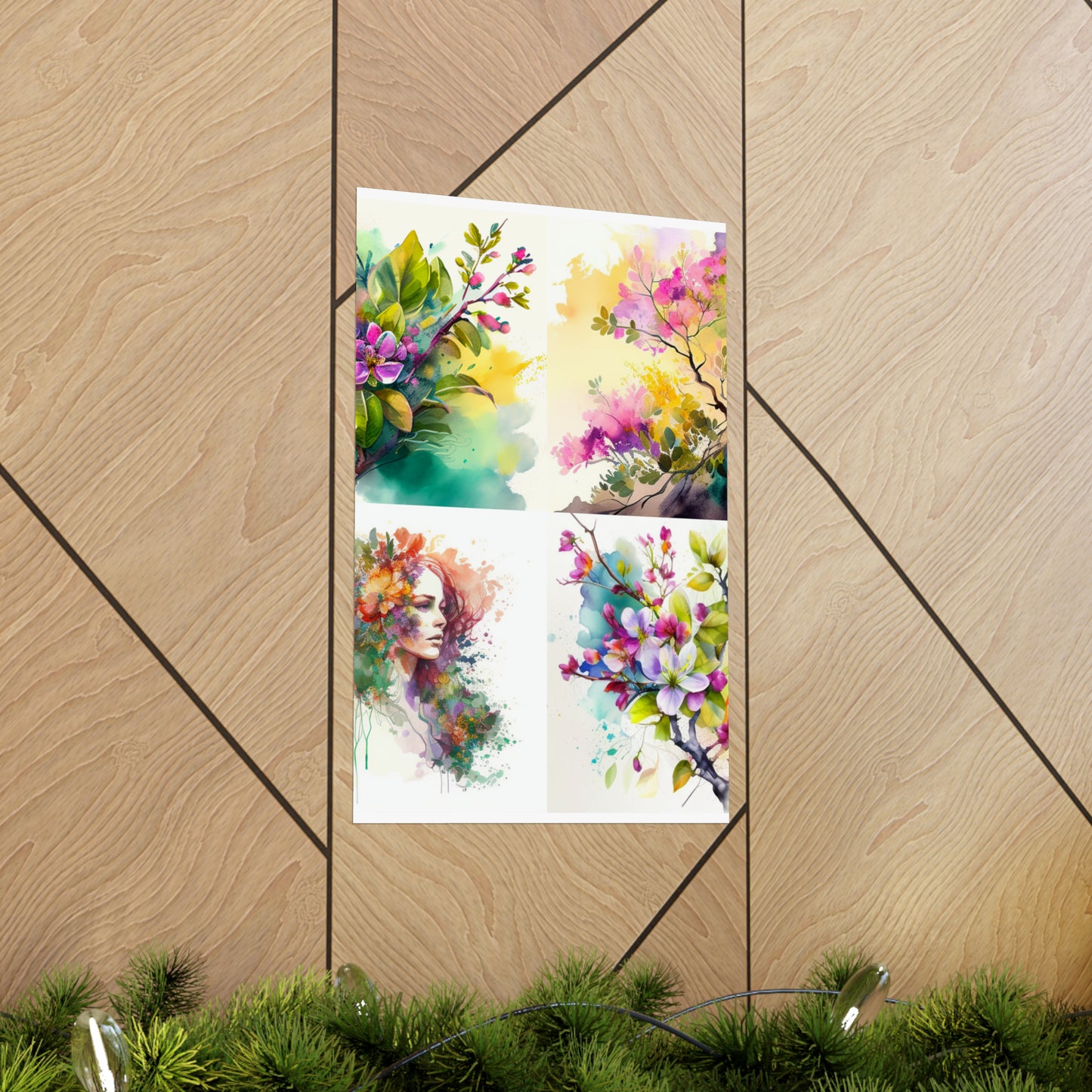 Premium Matte Vertical Posters Mother Nature Bright Spring Colors Realistic Watercolor 5