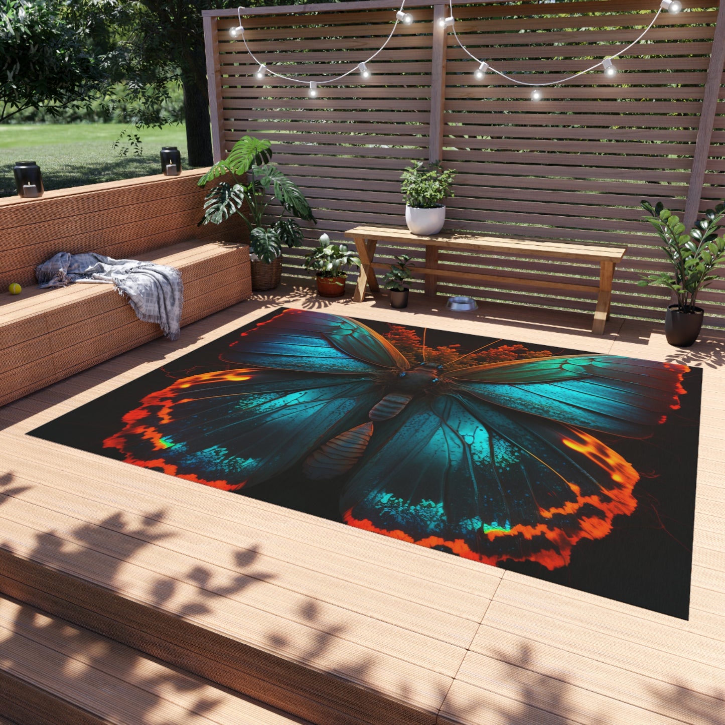 Outdoor Rug  Neon Butterfly Flair 3