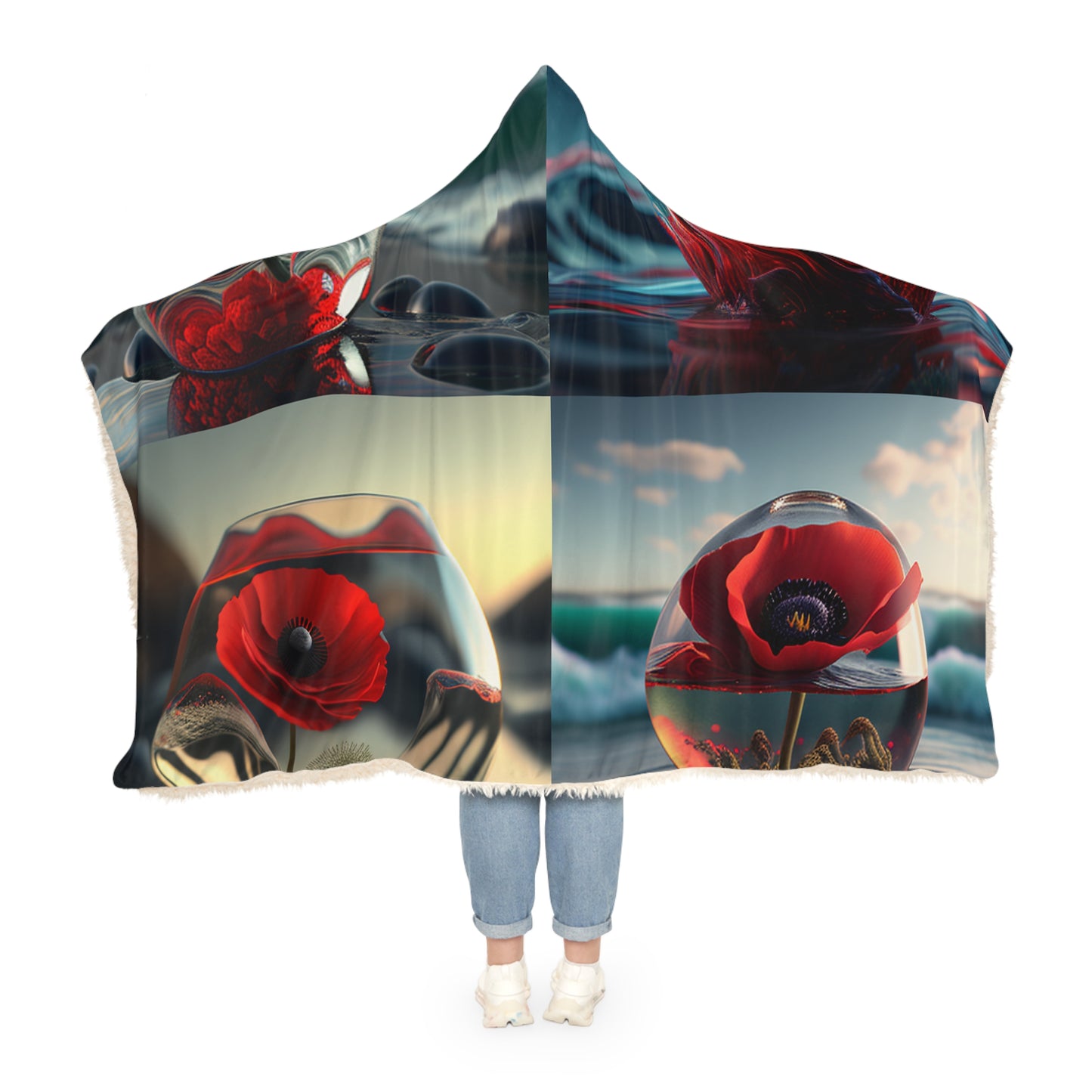 Snuggle Hooded Blanket Red Anemone in a Vase 5