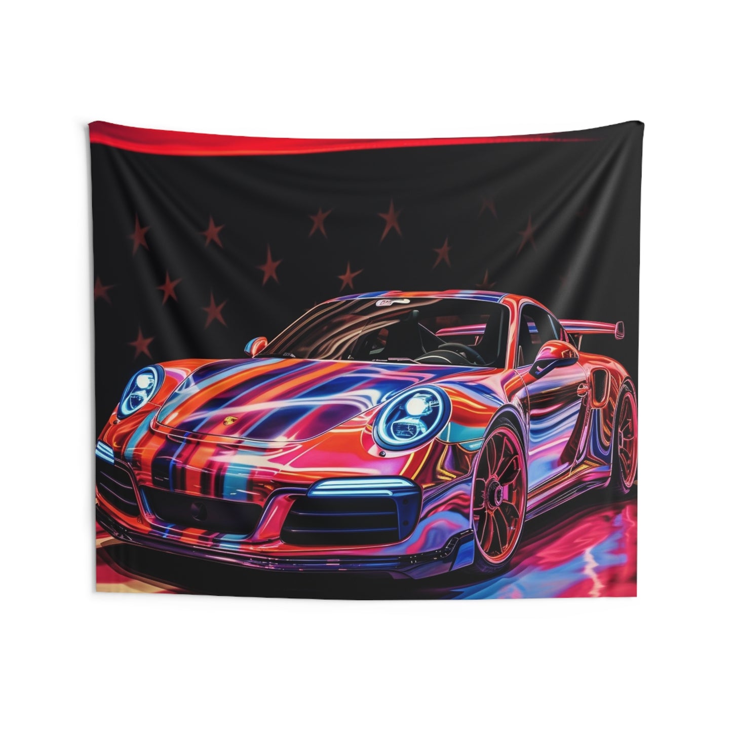 Indoor Wall Tapestries American Flag Colored Porsche 2