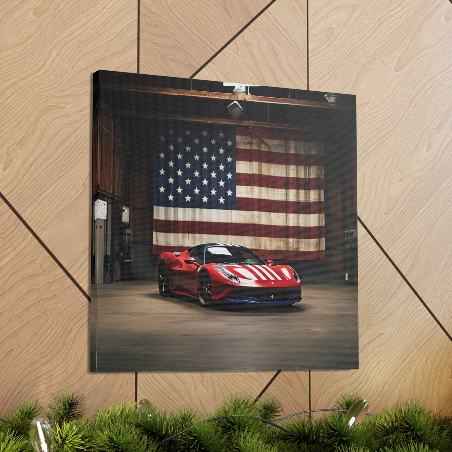 Canvas Gallery Wraps American Flag Farrari 4