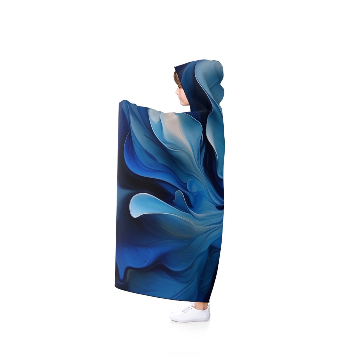 Hooded Blanket Abstract Blue Tulip 4