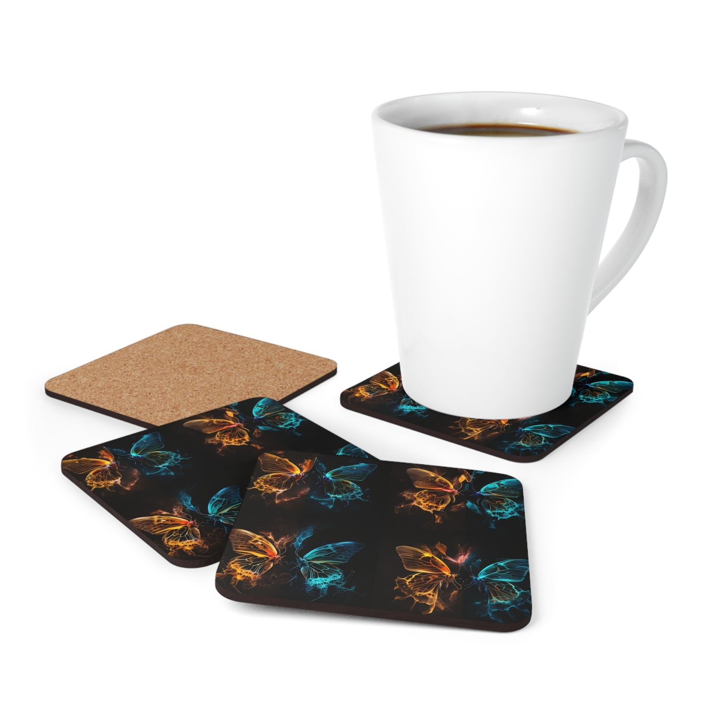 Corkwood Coaster Set Kiss Neon Butterfly 5