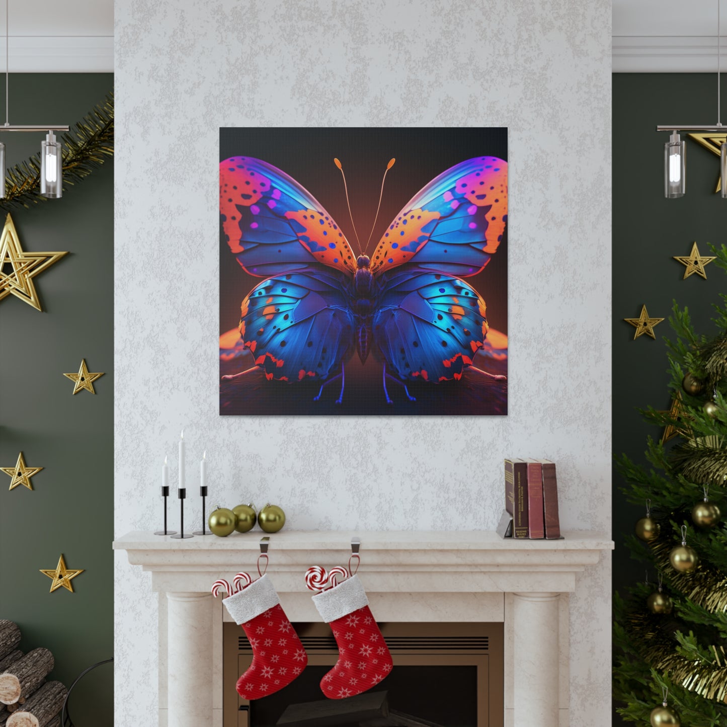 Canvas Gallery Wraps Neon Butterfly Macro 3