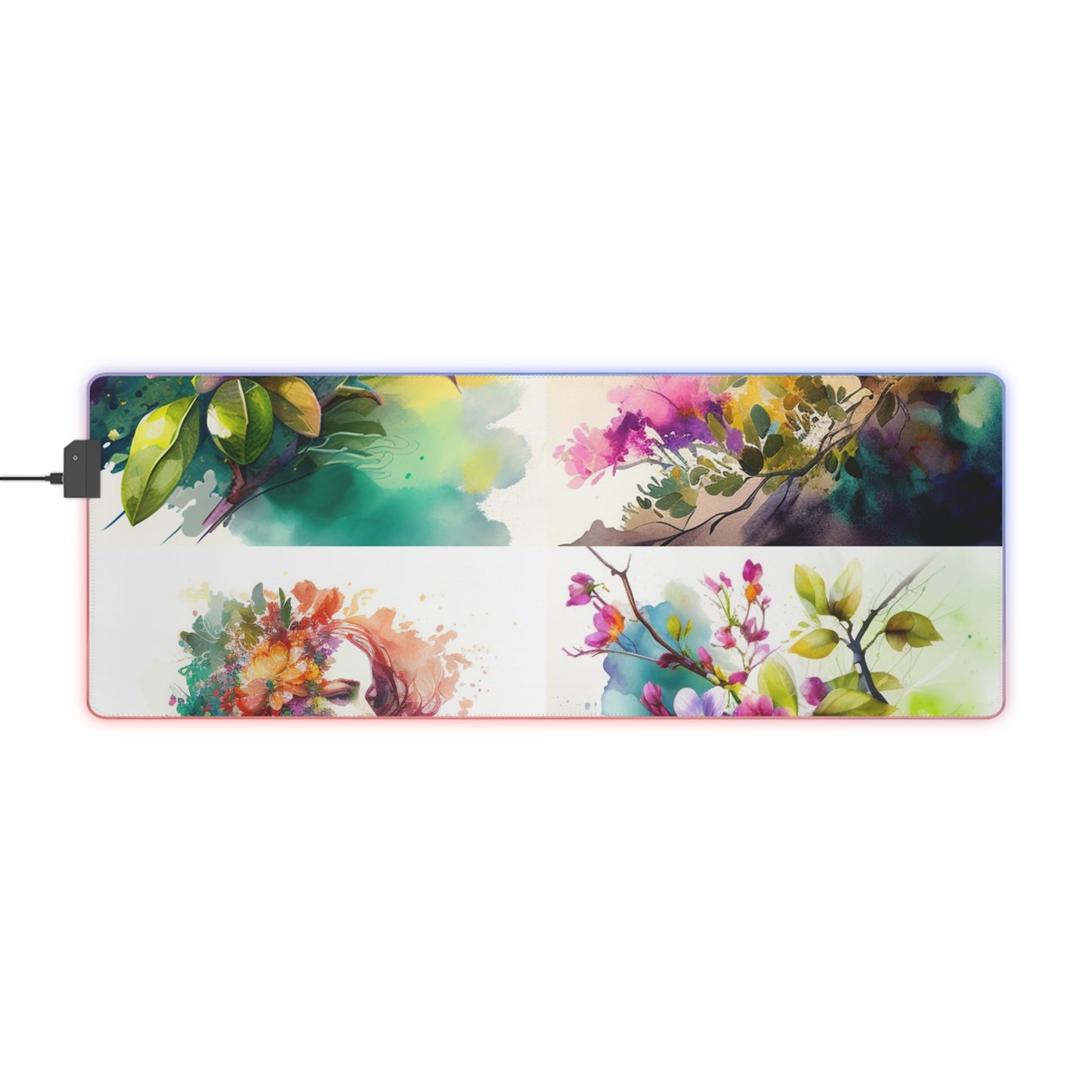 LED Gaming Mouse Pad Mother Nature Bright Spring Colors Realistic Watercolor 5