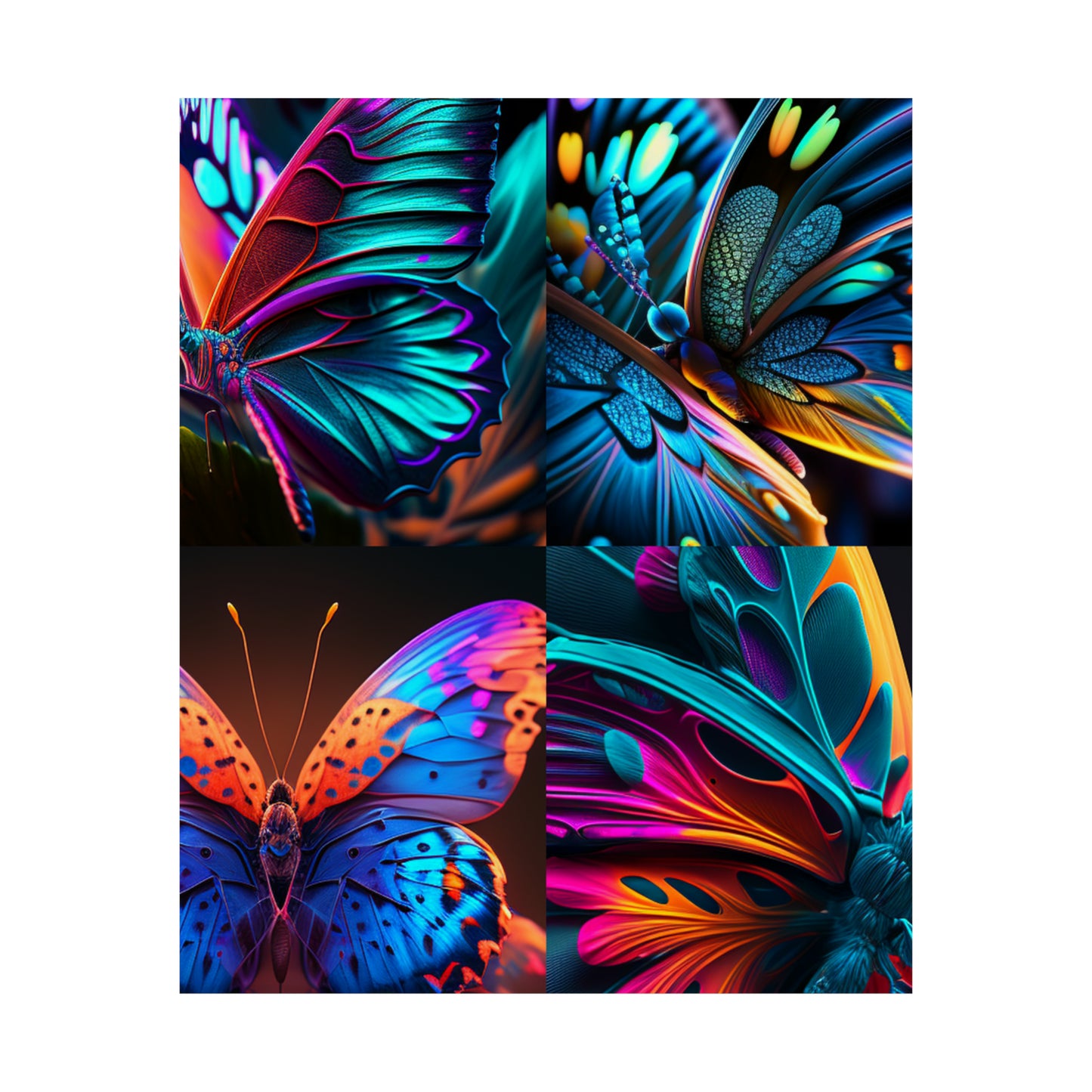 Premium Matte Vertical Posters Neon Butterfly Macro 5