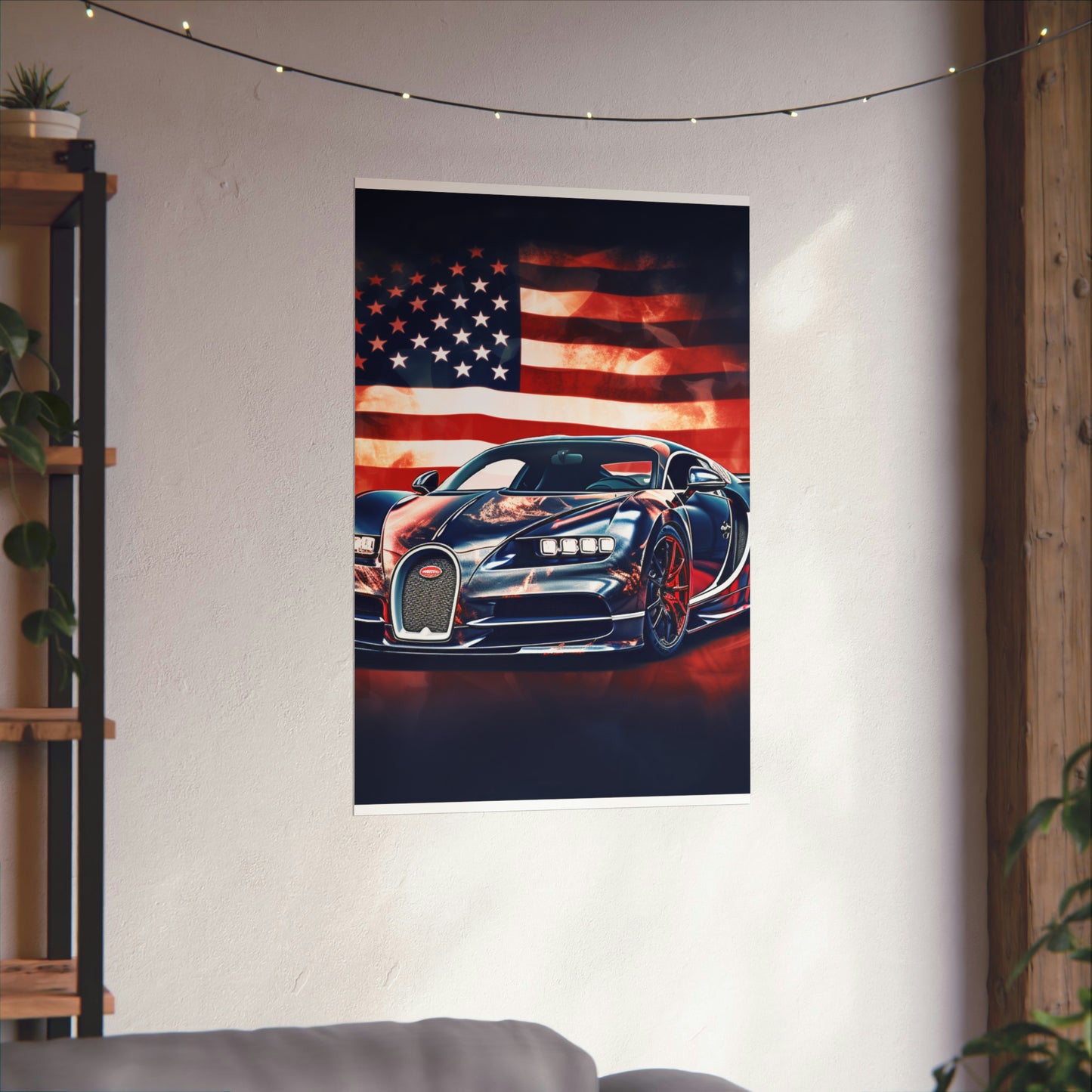 Premium Matte Vertical Posters Abstract American Flag Background Bugatti 4