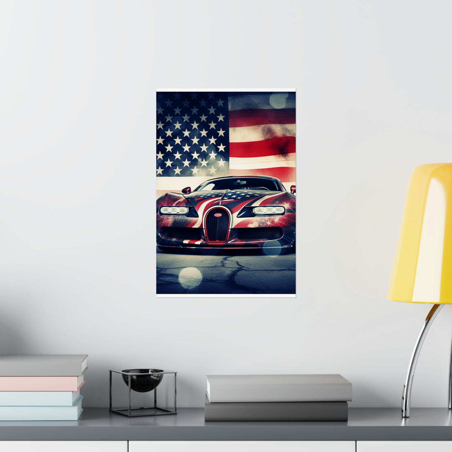 Premium Matte Vertical Posters Abstract American Flag Background Bugatti 1