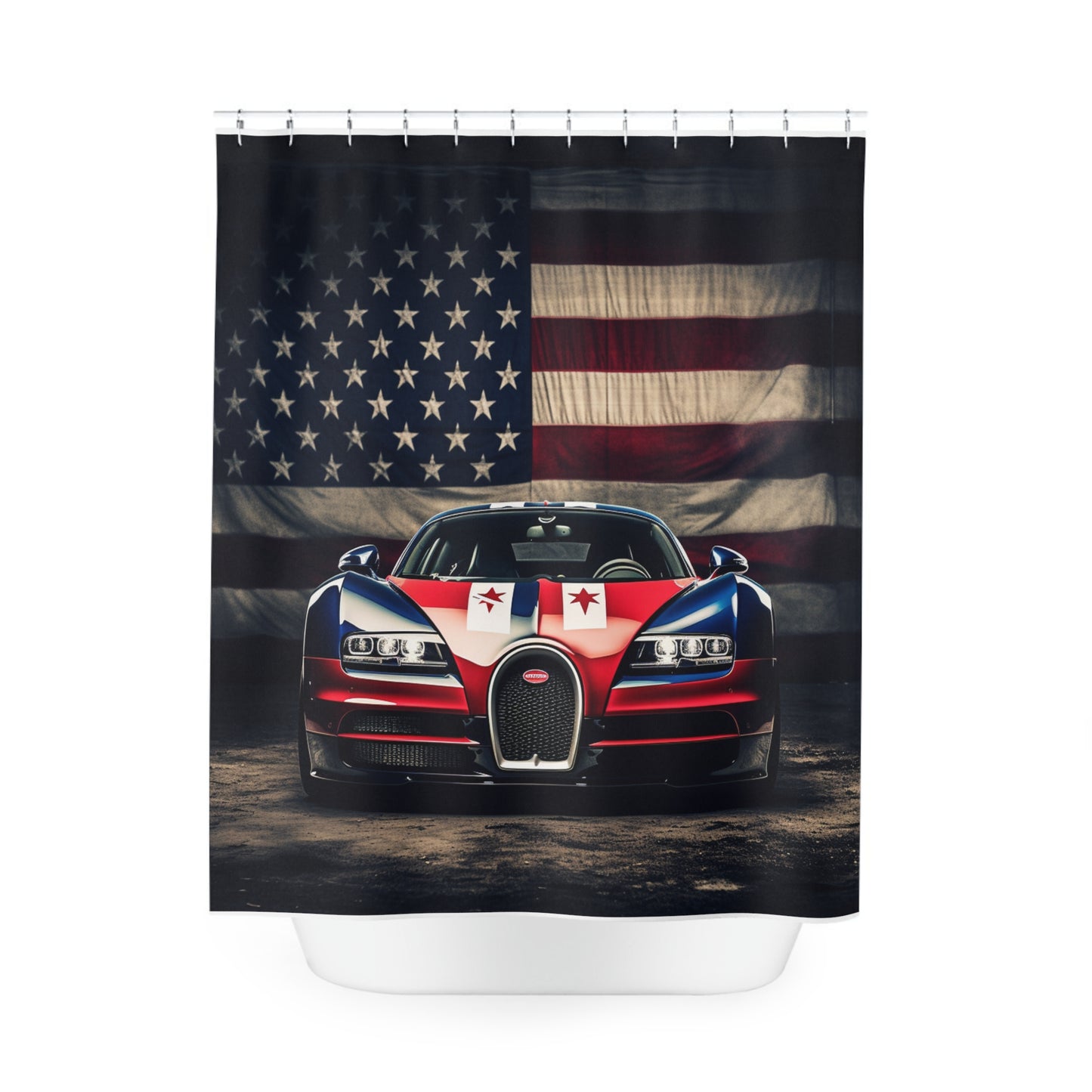 Polyester Shower Curtain Bugatti American Flag 3