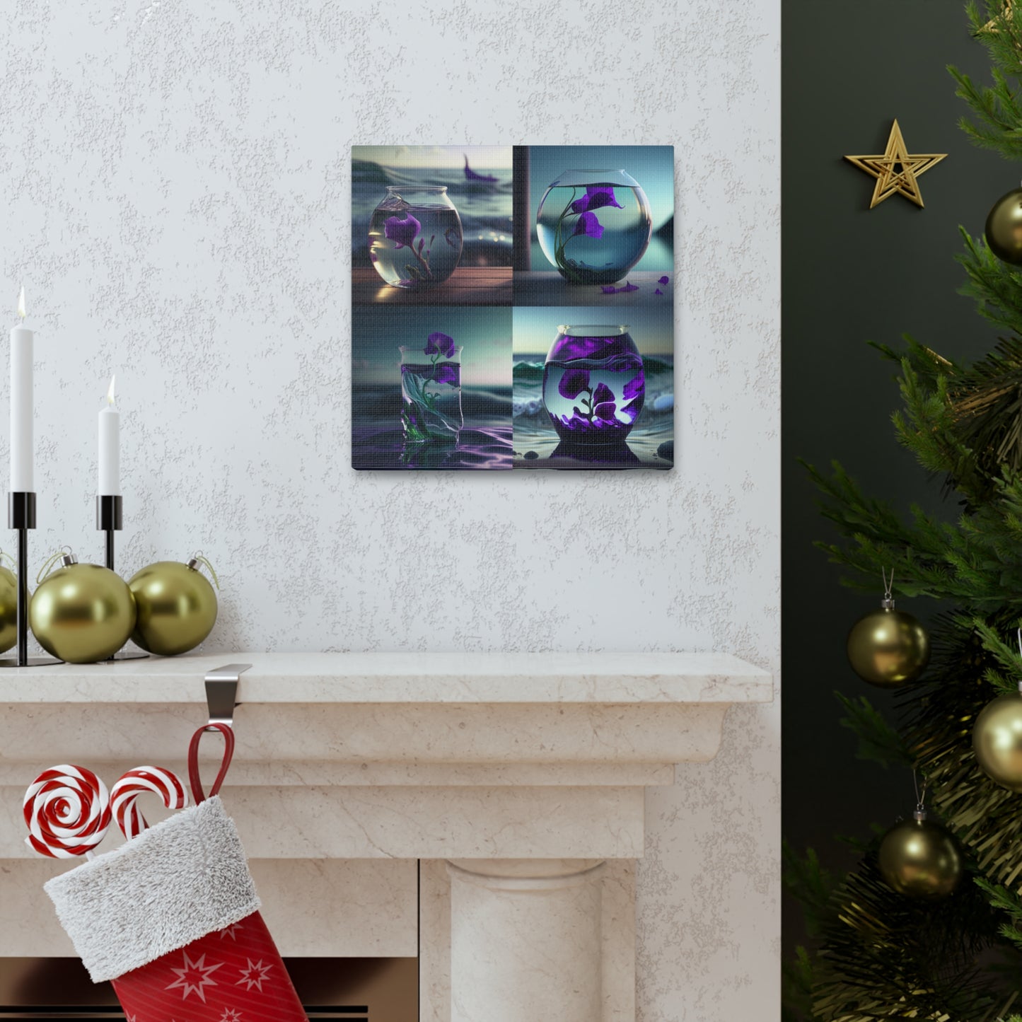 Canvas Gallery Wraps Purple Sweet pea in a vase 5