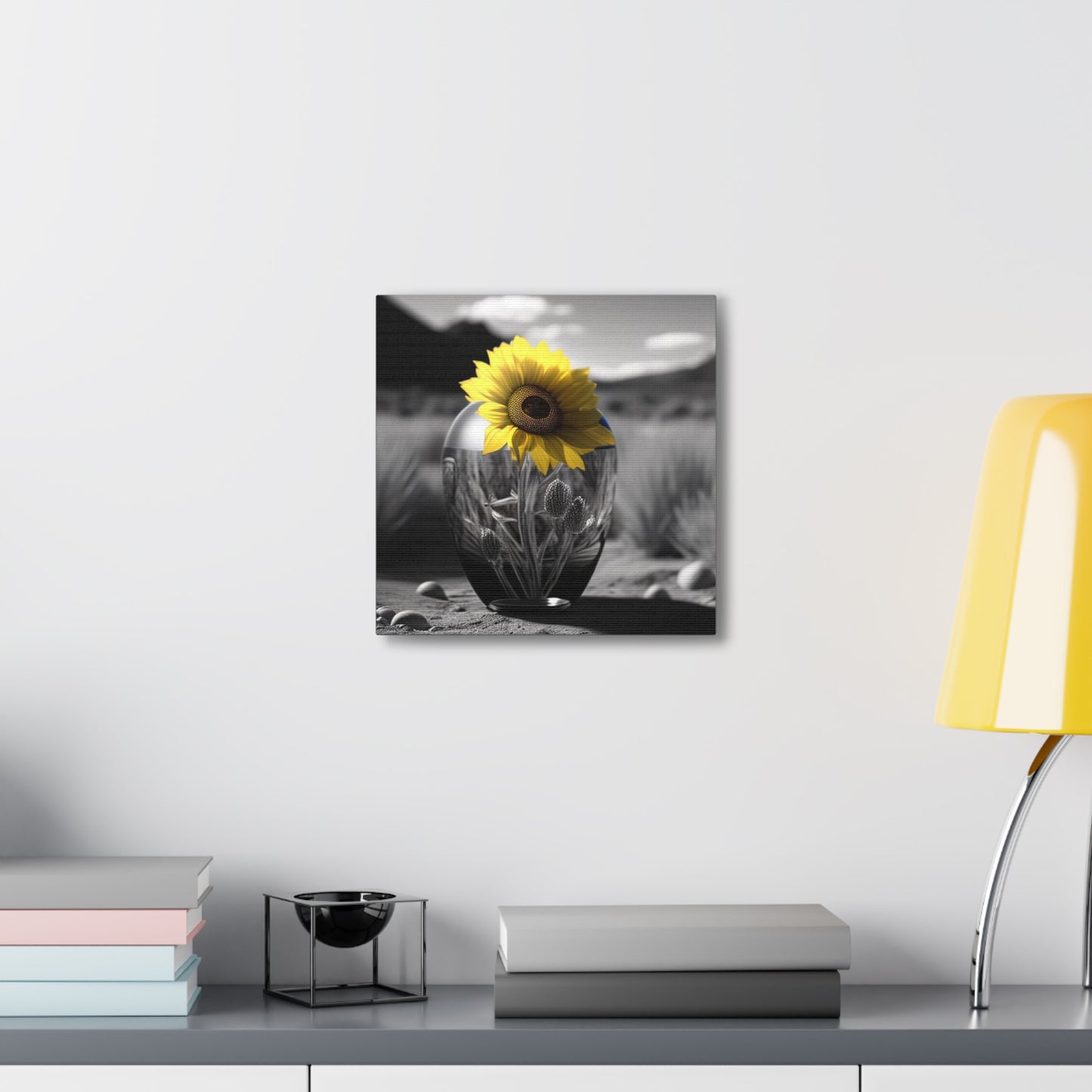 Canvas Gallery Wraps Yellw Sunflower in a vase 3