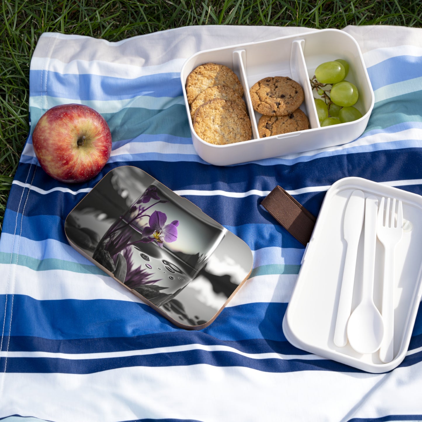 Bento Lunch Box Purple Orchid Glass vase 2