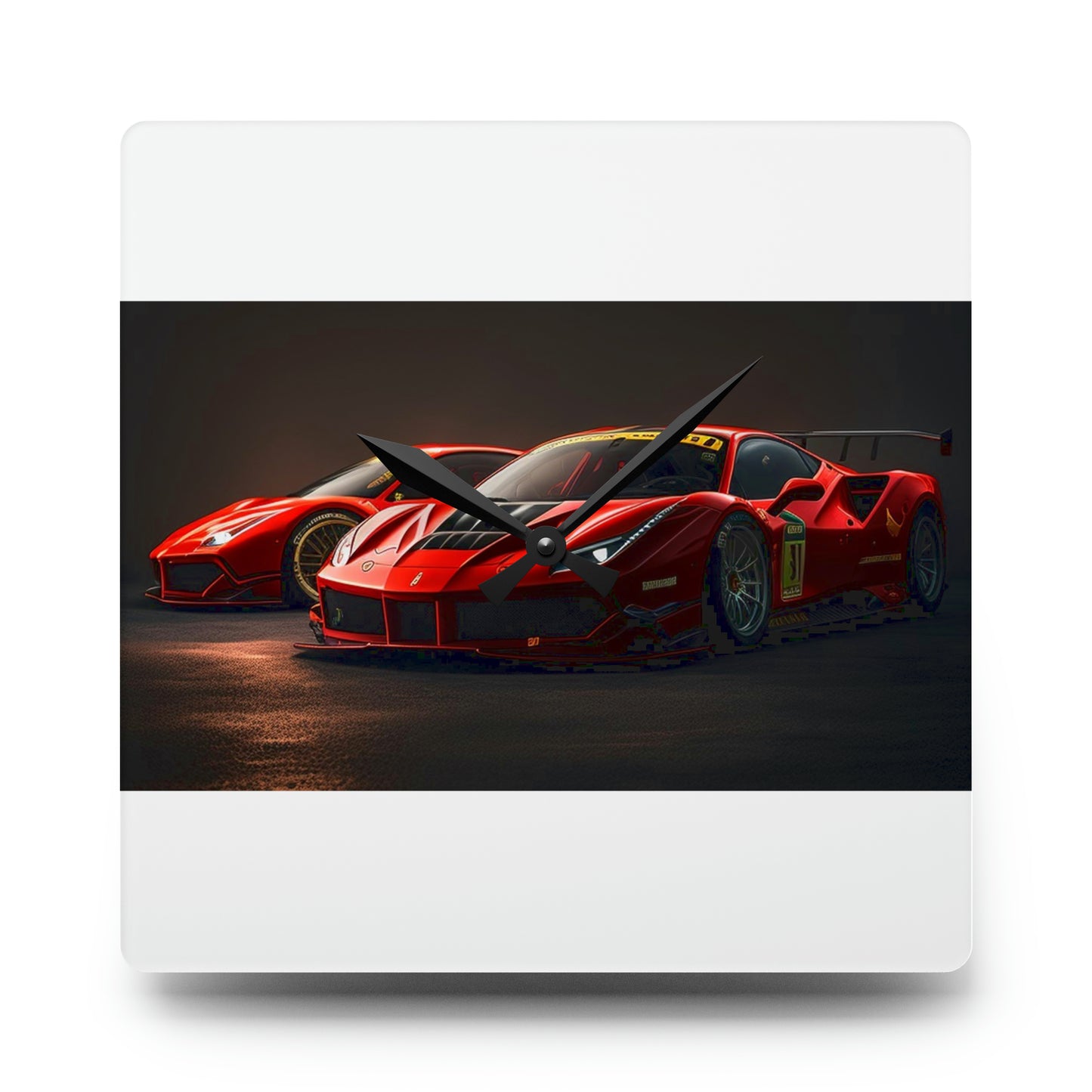 Acrylic Wall Clock Ferrari Red 4