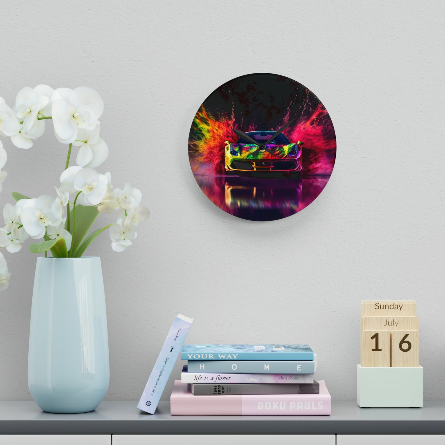 Acrylic Wall Clock Farrari Water 2