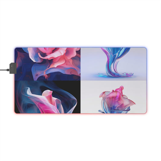 LED Gaming Mouse Pad Pink & Blue Tulip Rose 5