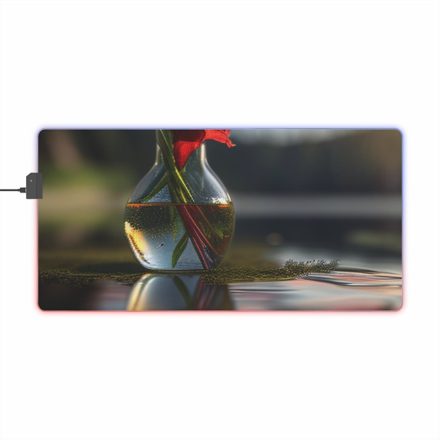 LED Gaming Mouse Pad Red Lily in a Glass vase 3