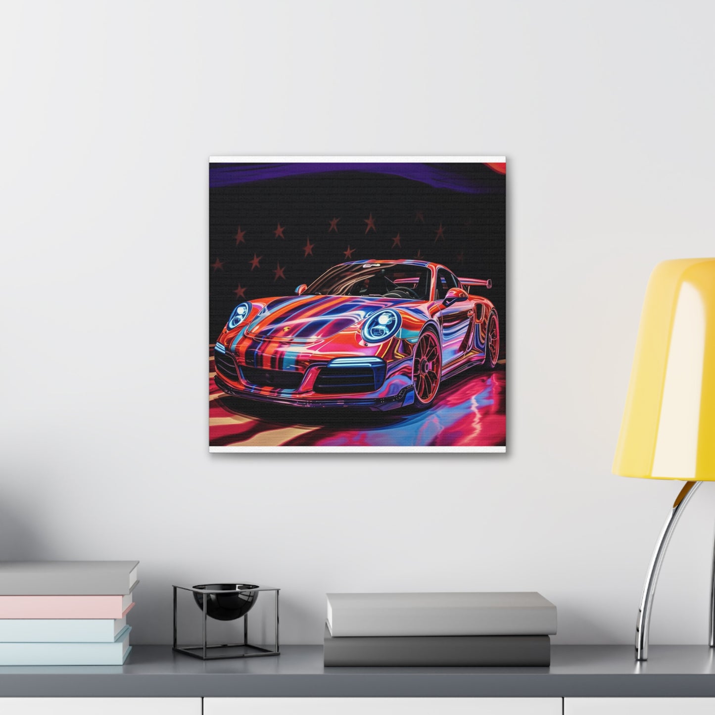 Canvas Gallery Wraps American Flag Colored Porsche 1