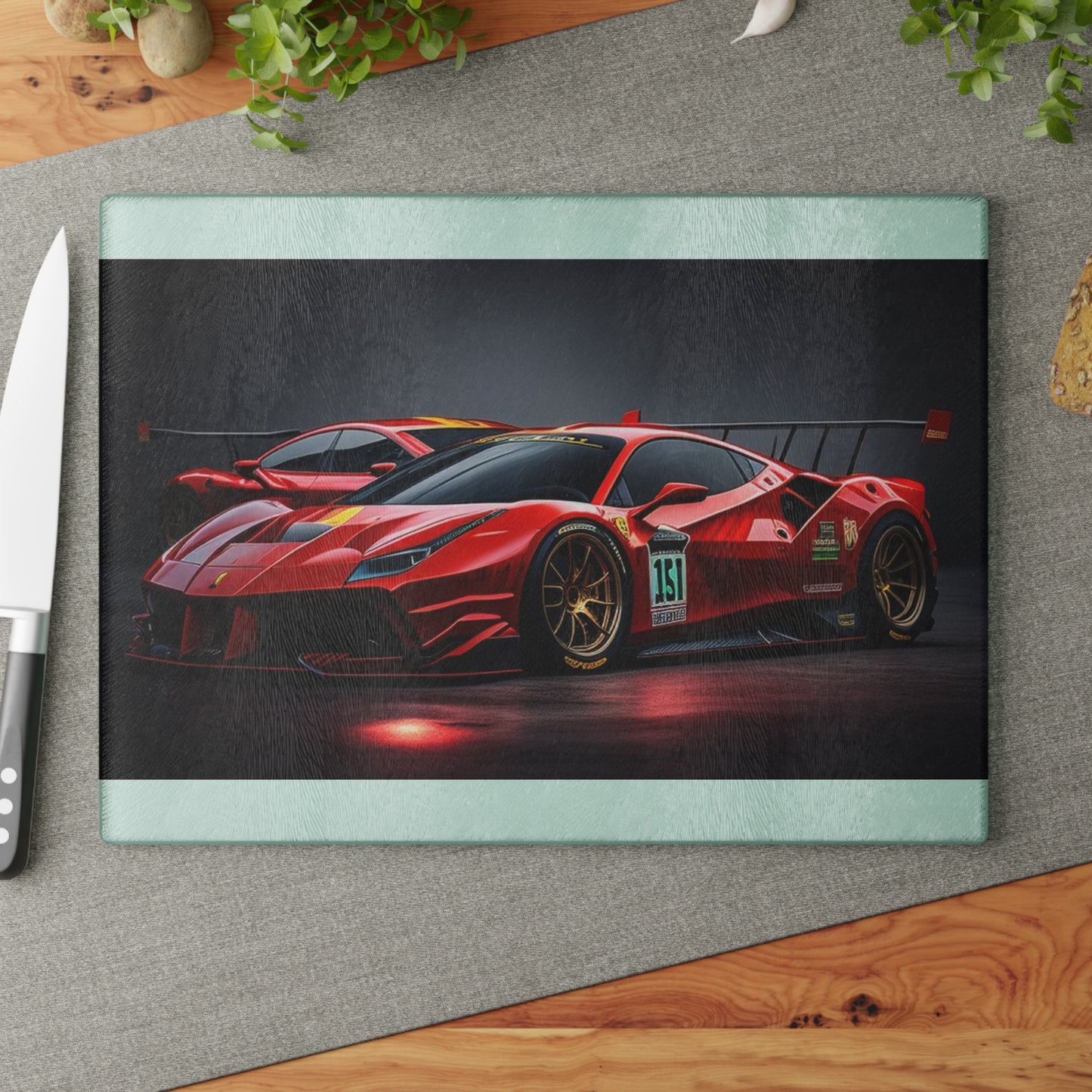 Glass Cutting Board Ferrari Red 2