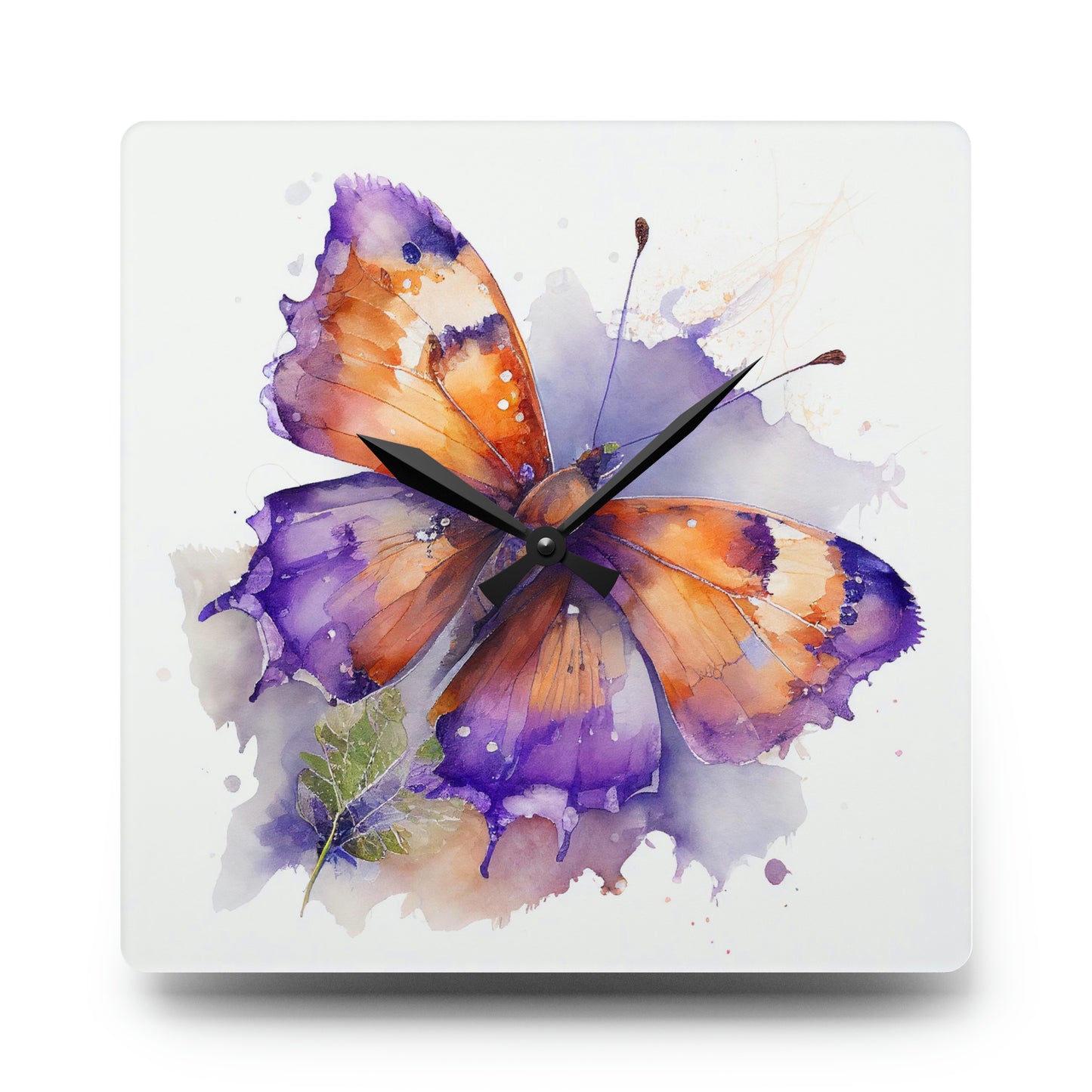 Acrylic Wall Clock MerlinRose Watercolor Butterfly 2