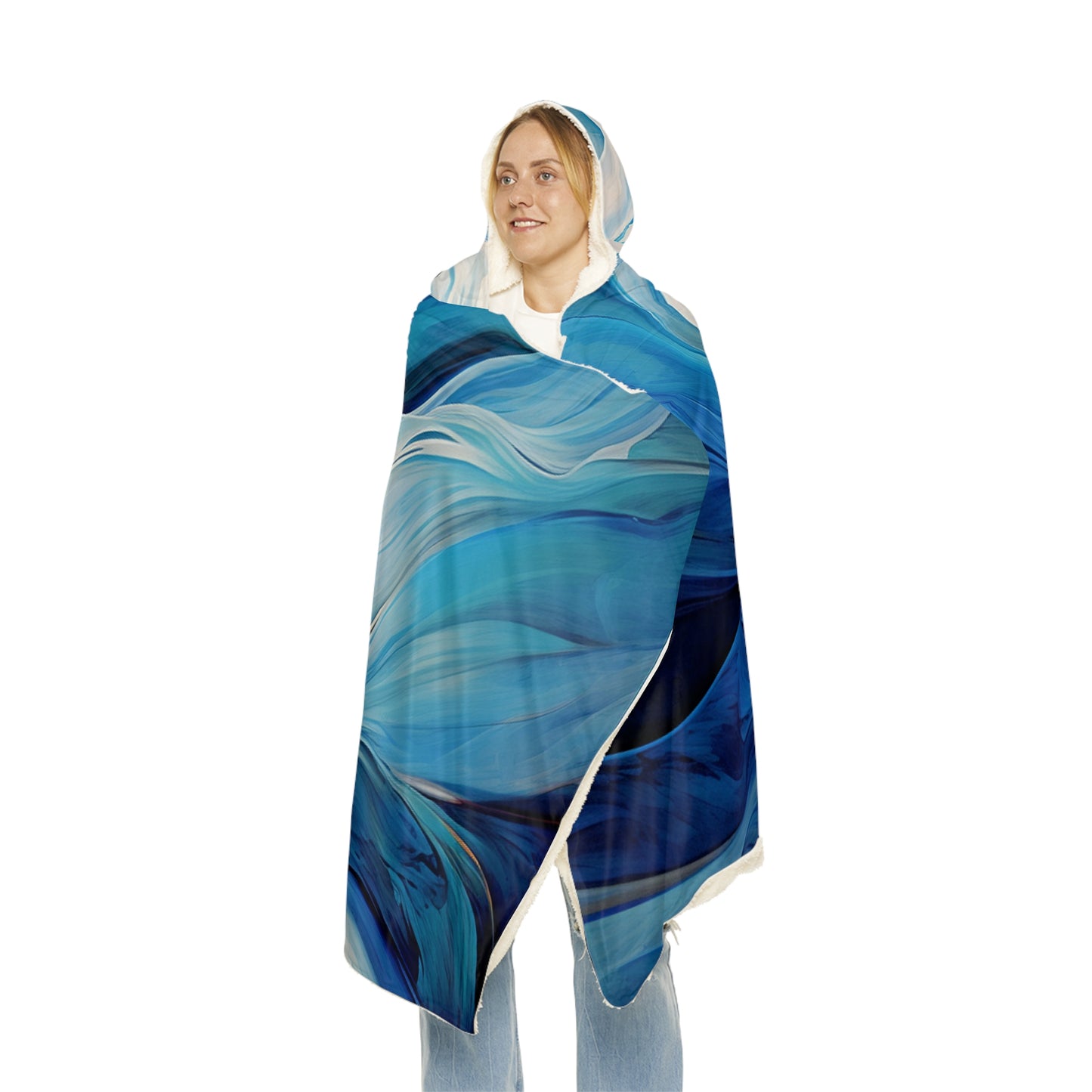 Snuggle Hooded Blanket Blue Tluip Abstract 1