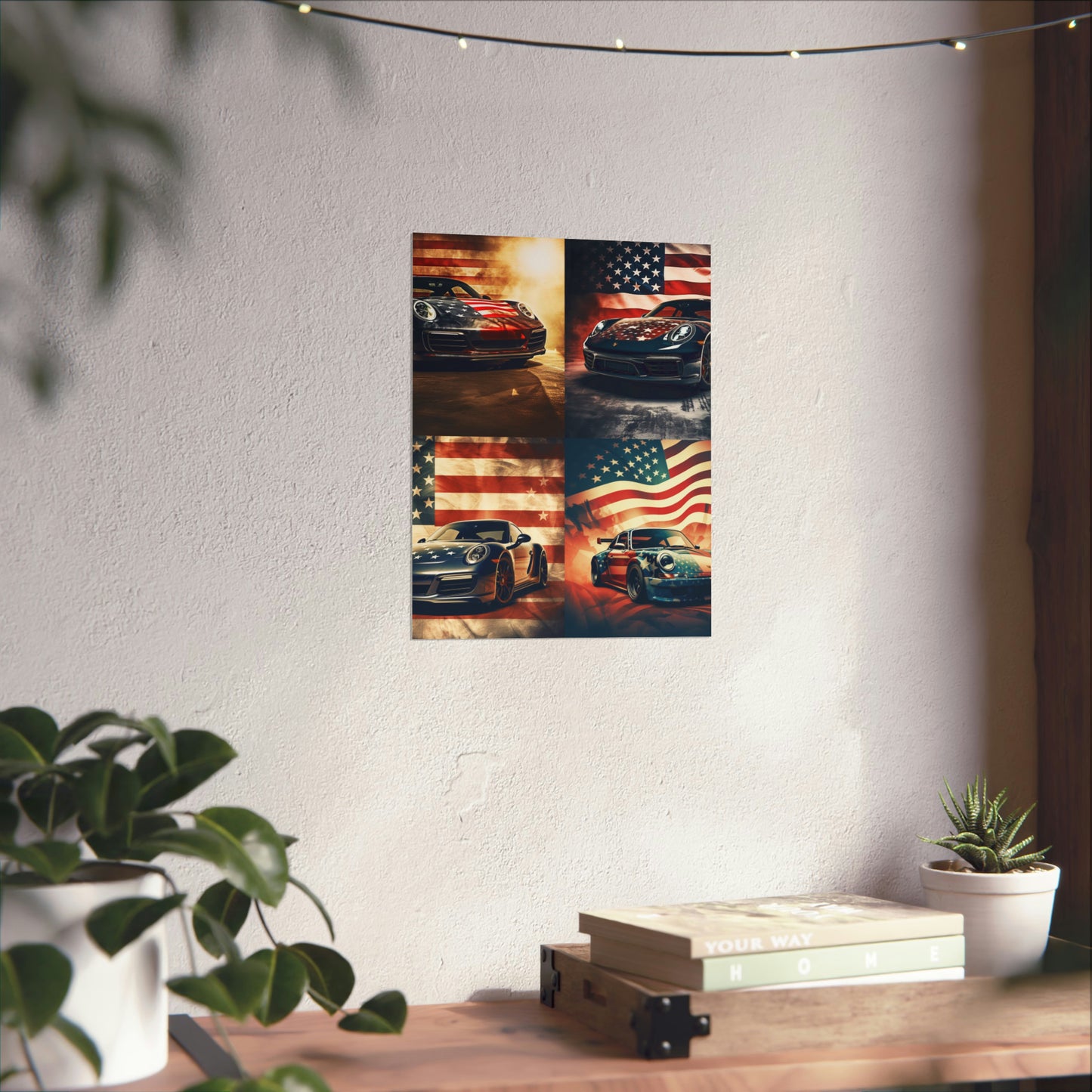 Premium Matte Vertical Posters Abstract American Flag Background Porsche 5