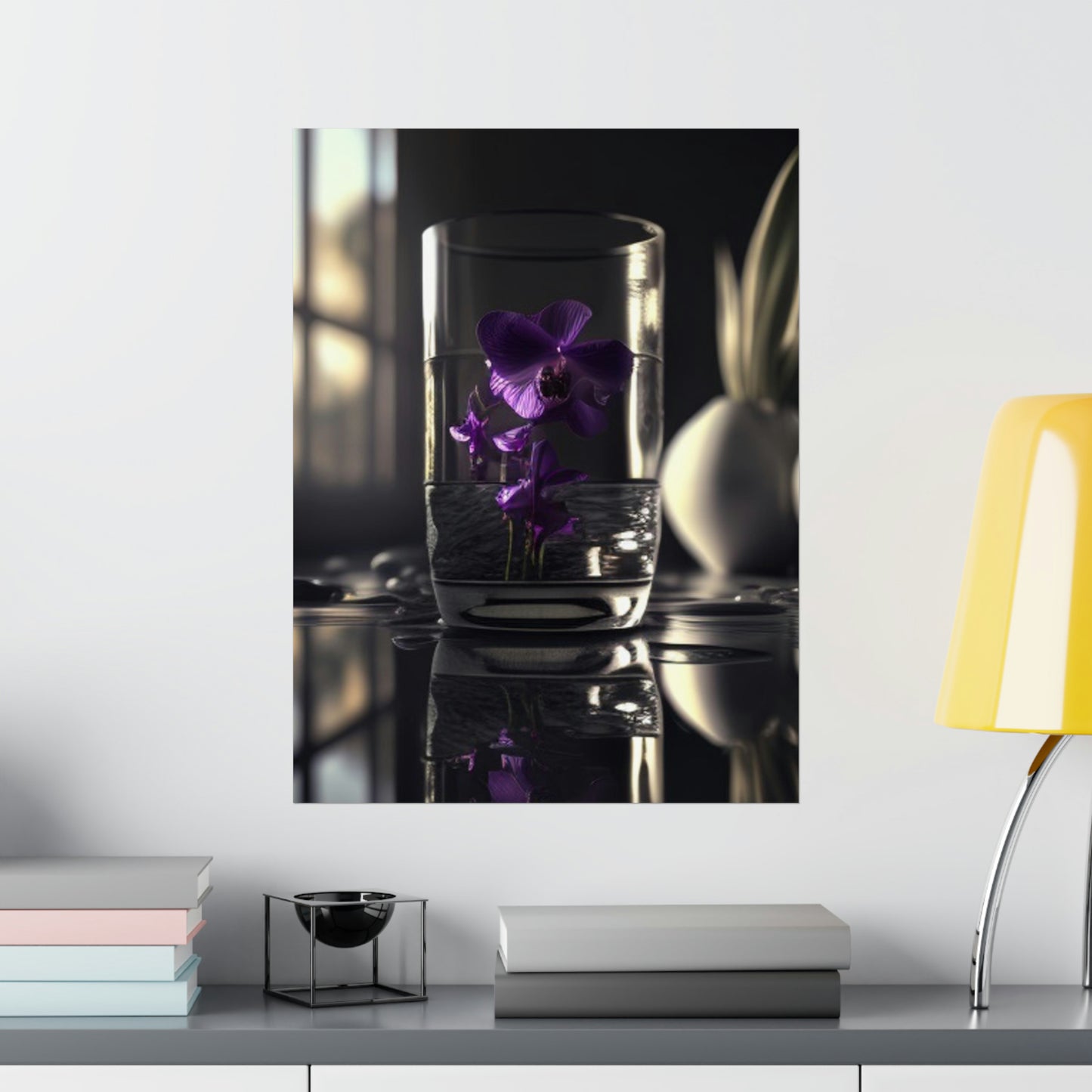 Premium Matte Vertical Posters Purple Orchid Glass vase 4