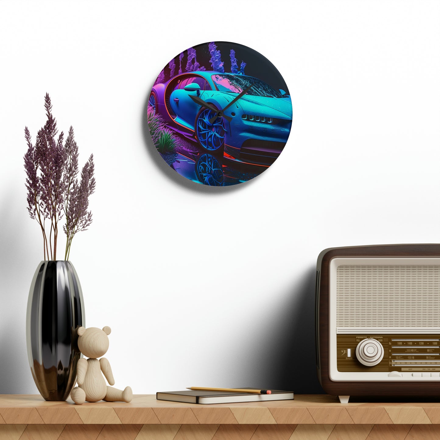 Acrylic Wall Clock Bugatti Neon Chiron 2