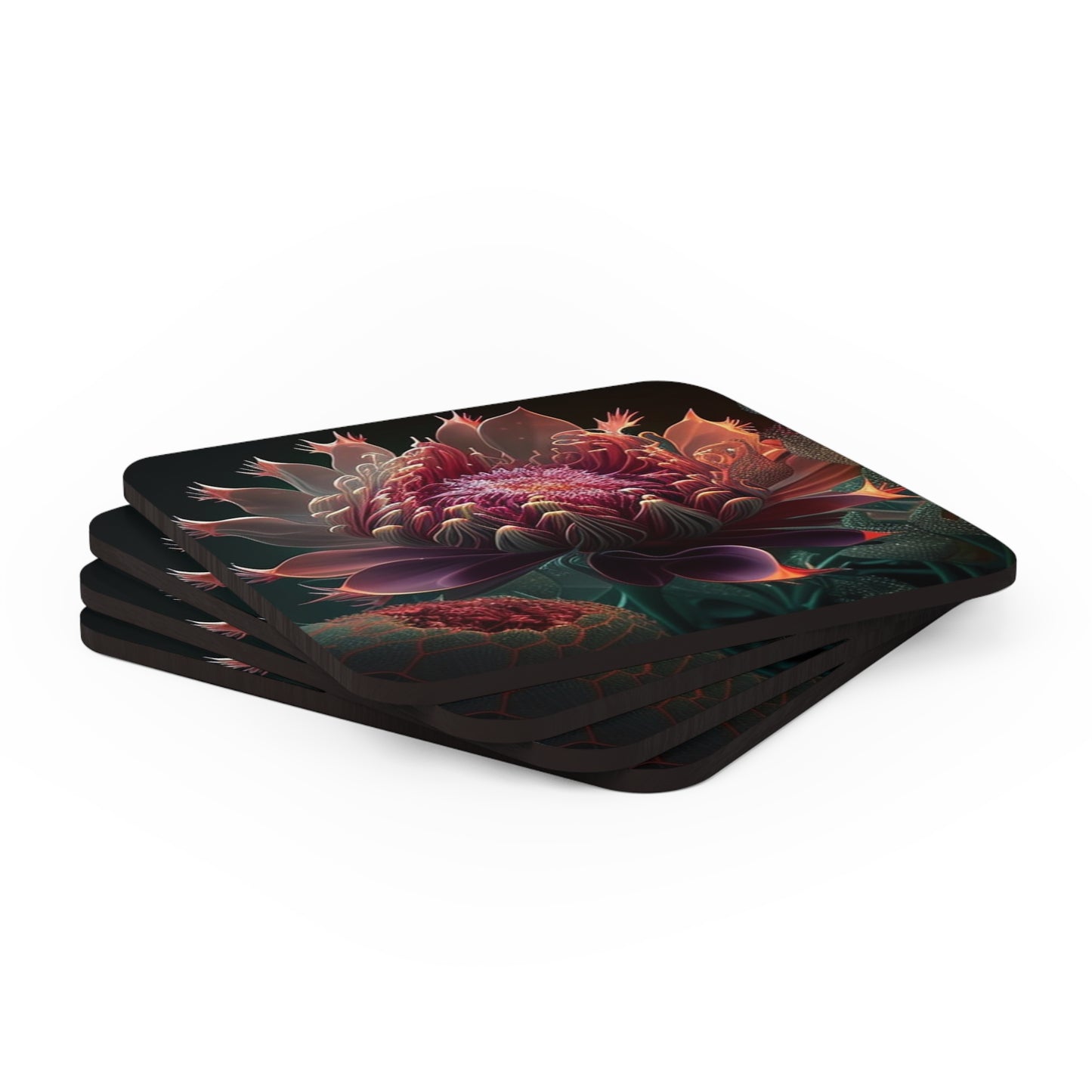 Corkwood Coaster Set Flower Arangment 1