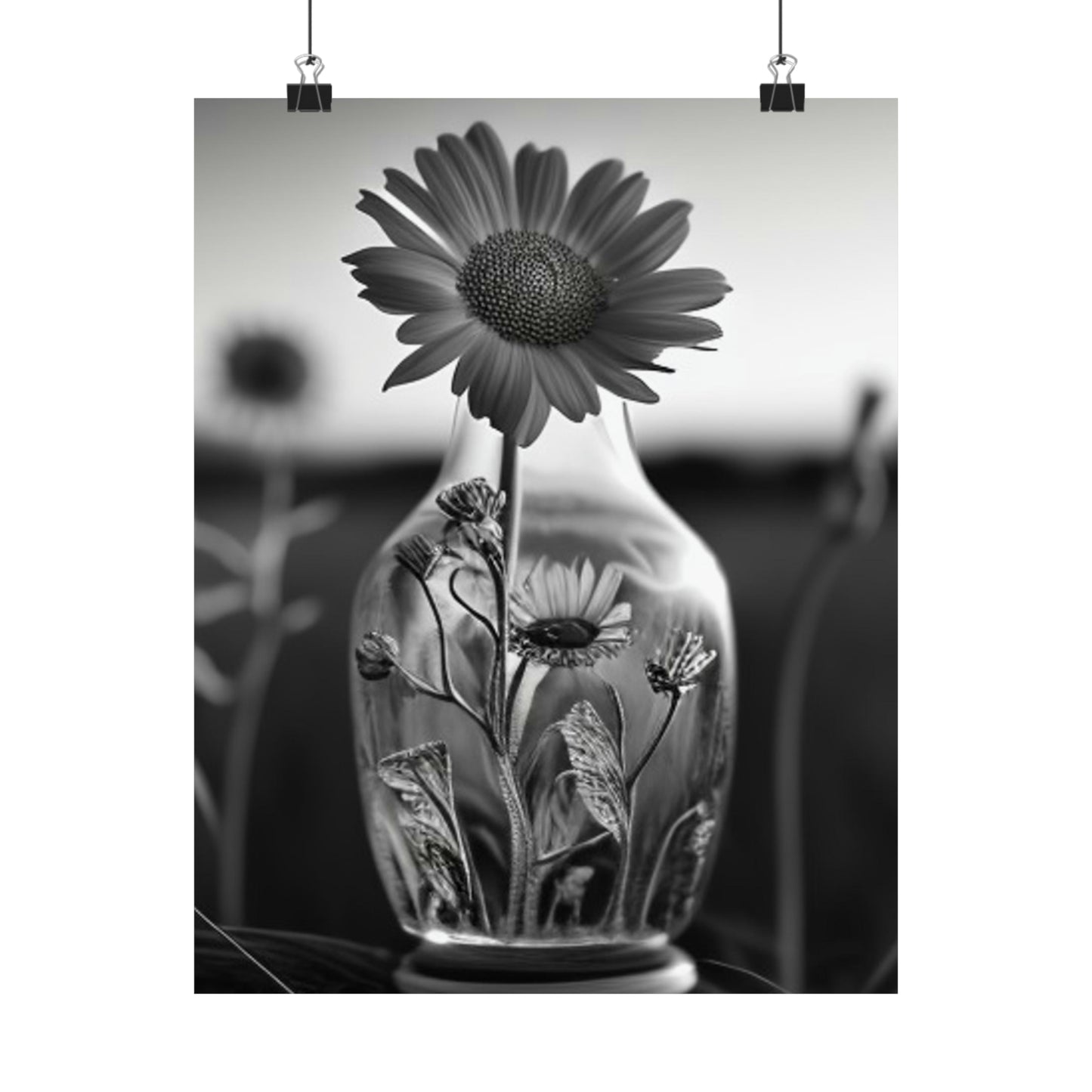 Premium Matte Vertical Posters Yellw Sunflower in a vase 2